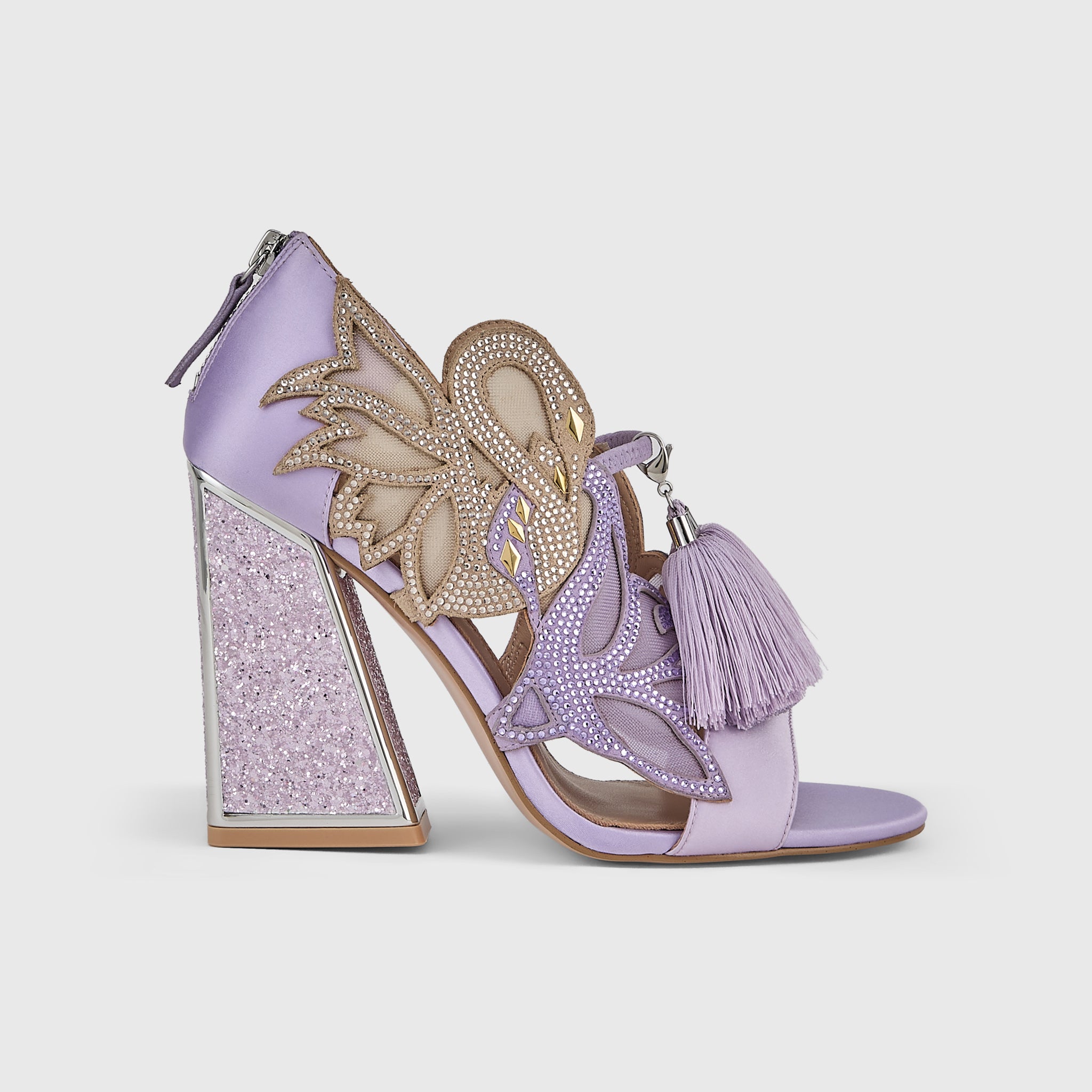 Kat Maconie Aya Anch Sandals in Lavender Ice – luxury women's block frame heel sandal with 105mm heel