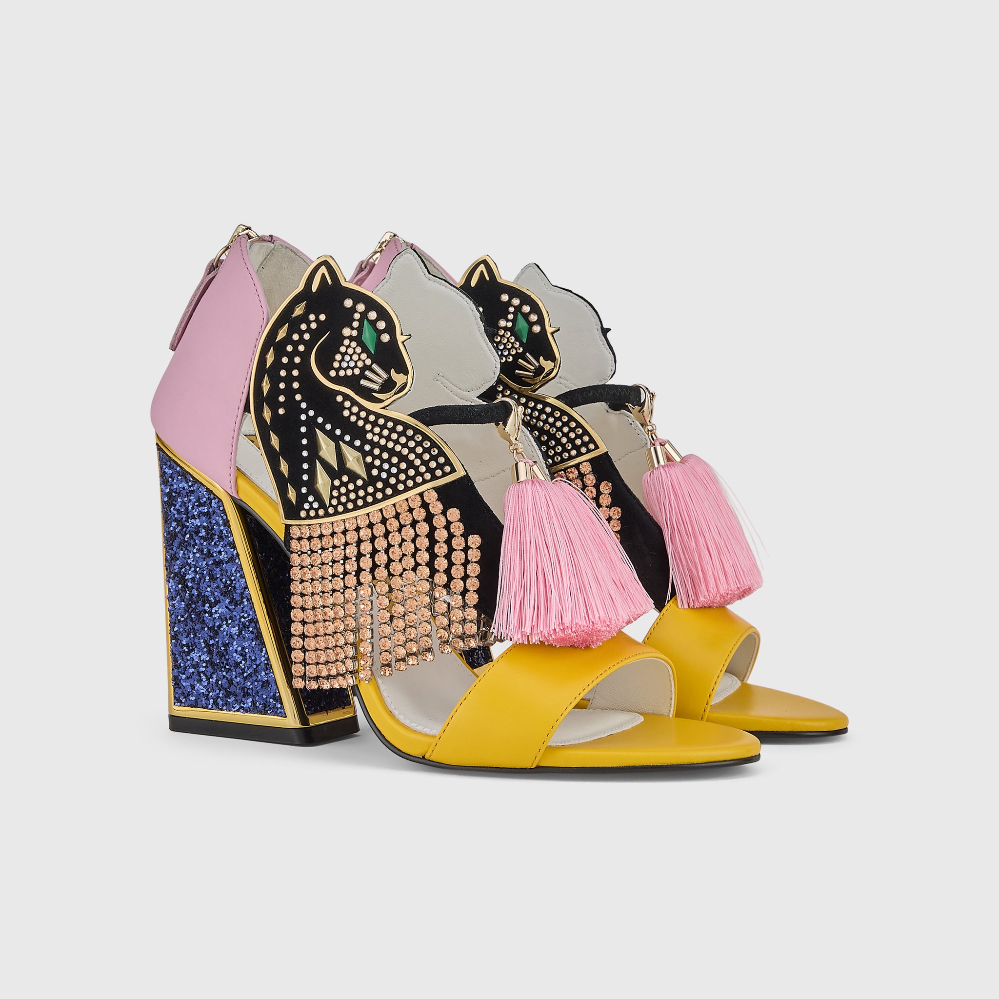 Kat Maconie Aya Panther Sandals in Cheeky Pink – luxury women's block frame sandal with 105mm heel