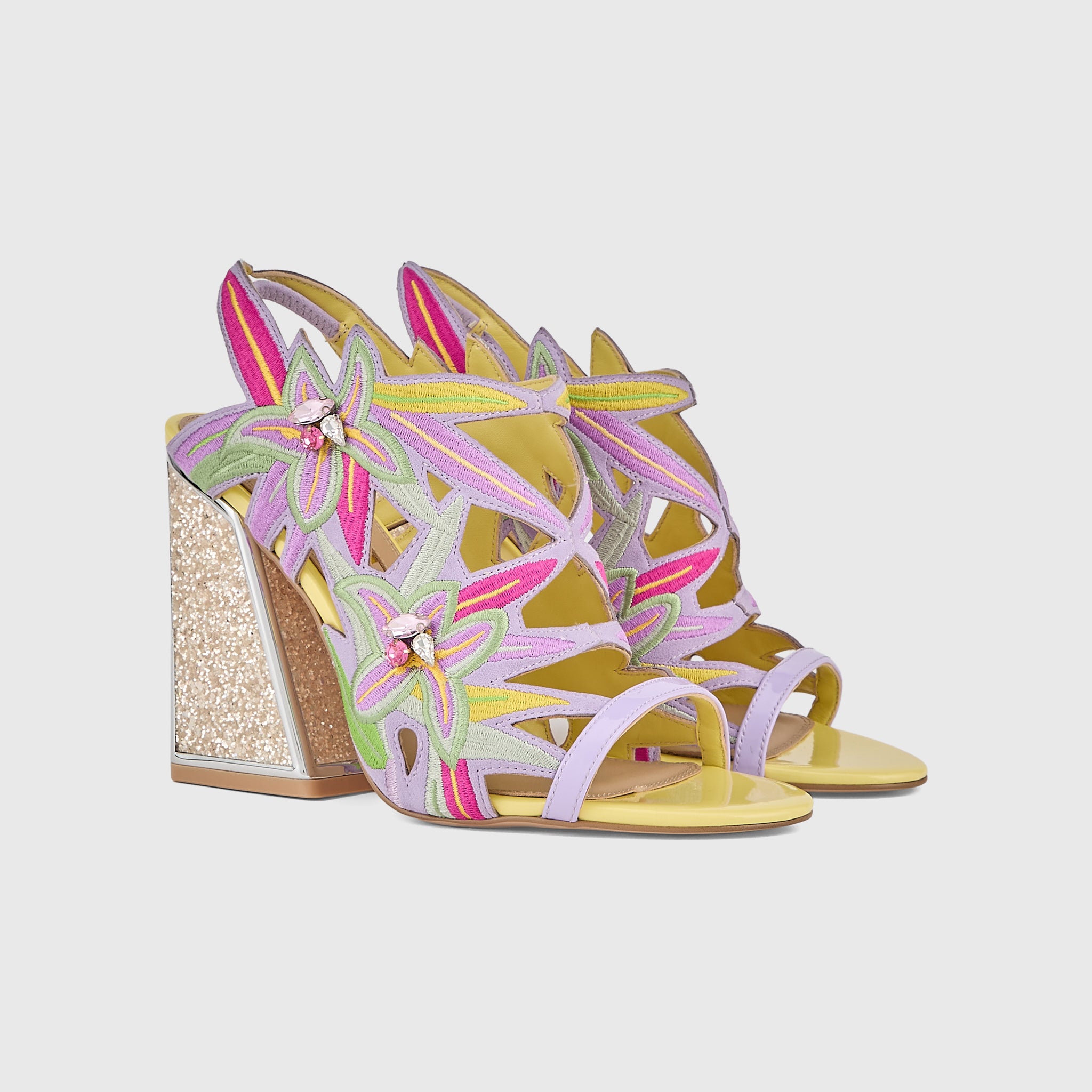 Kat Maconie Diva Dee Sandals in Cheeky Pink – luxury women's block frame heel sandal in kid suede with 105mm heel