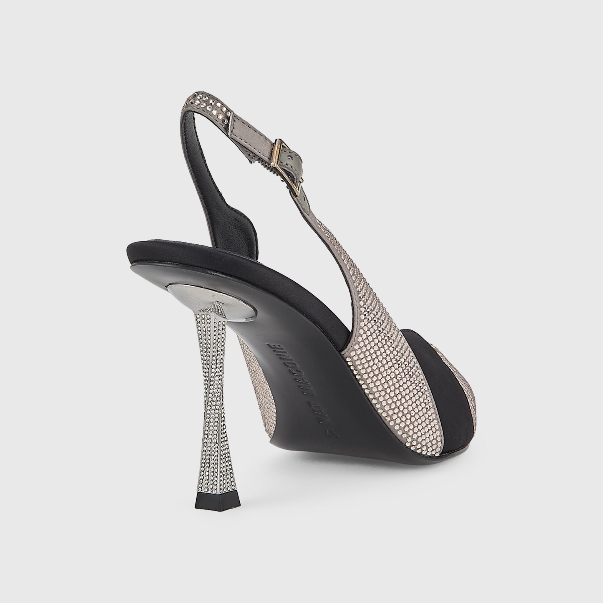 Kat Maconie Divina Pumps in Black/Silver – luxury women's crystal stiletto silhouette with 90mm heel
