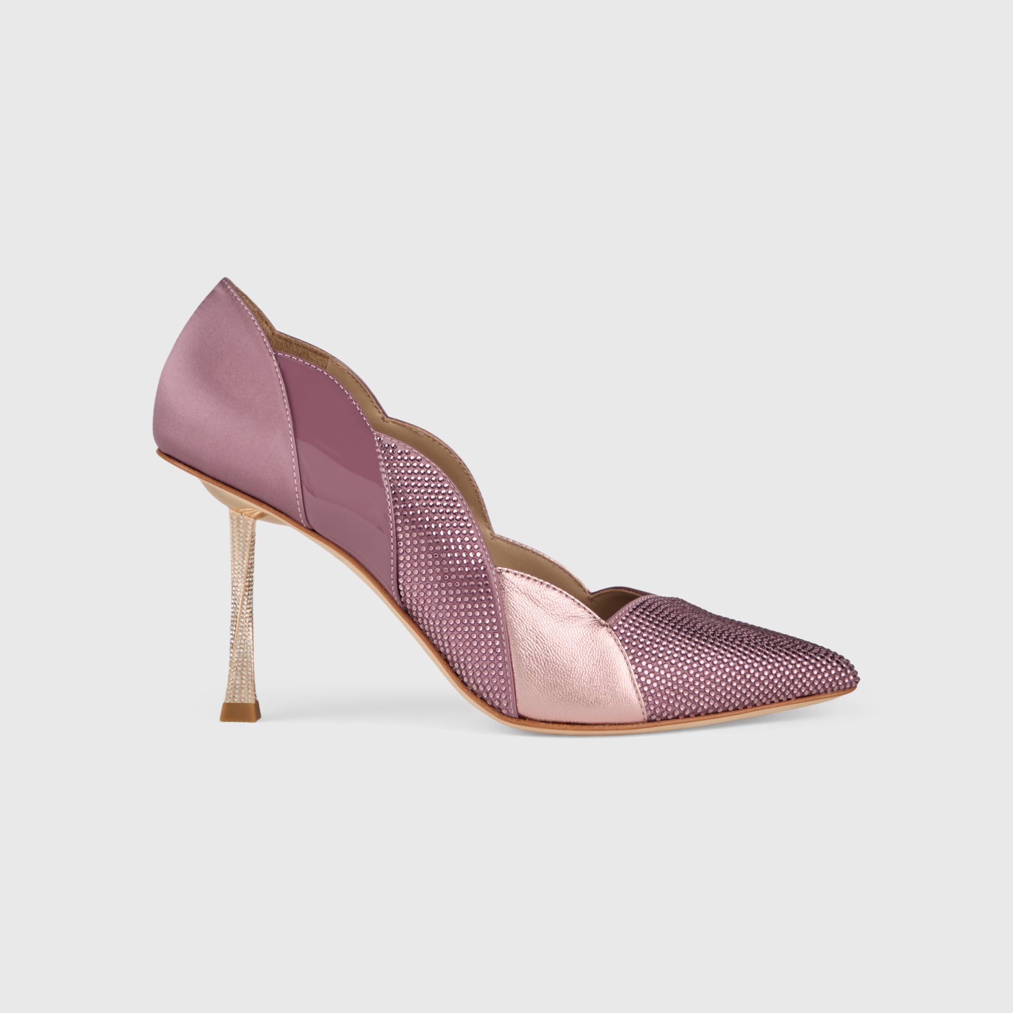 Kat Maconie Divina Pumps in Blush Pink – luxury women's crystal stiletto silhouette with 90mm heel