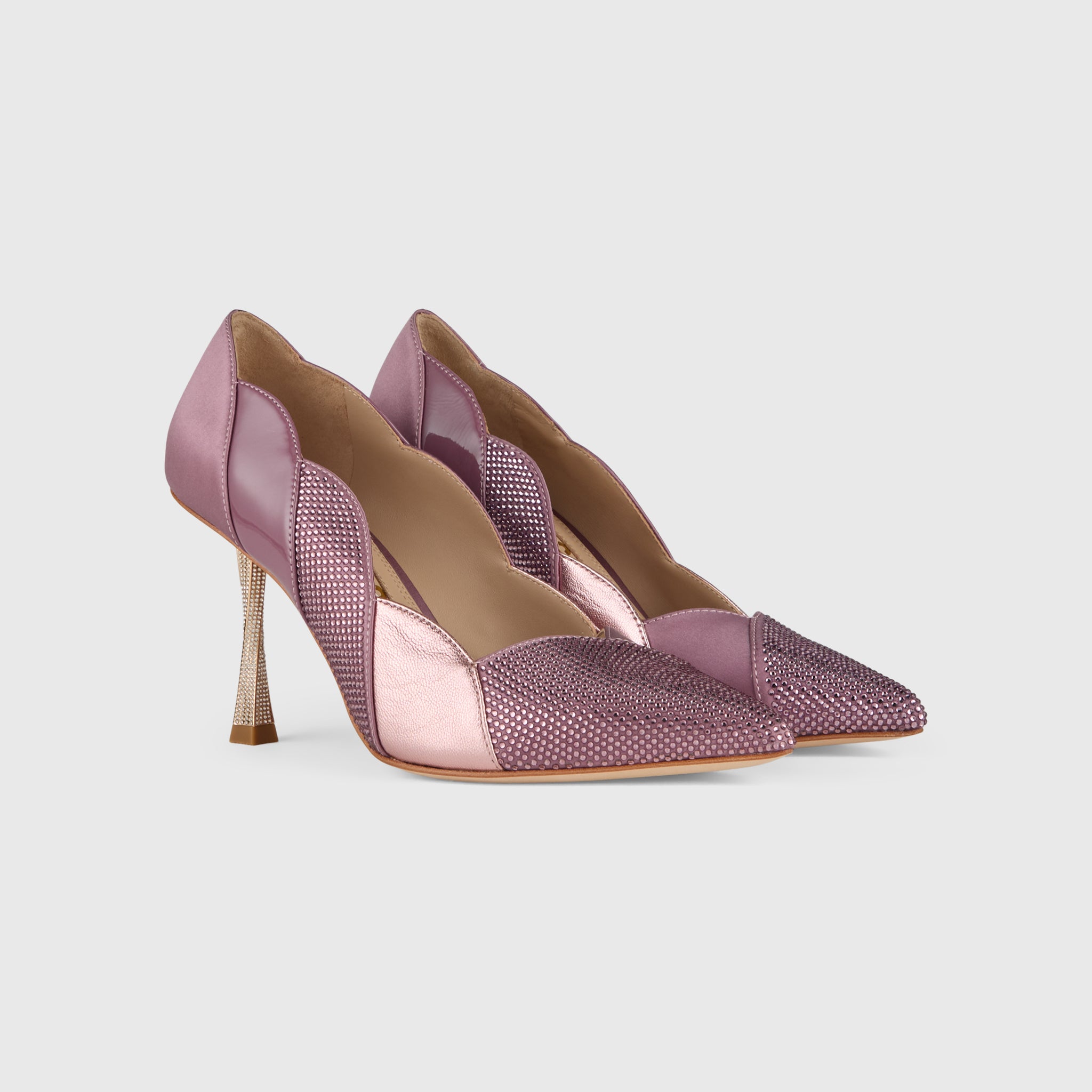 Kat Maconie Divina Pumps in Blush Pink – luxury women's crystal stiletto silhouette with 90mm heel