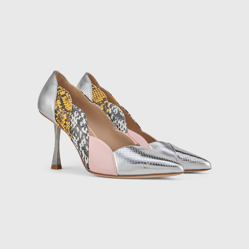 Kat Maconie Divina Pumps in Exotic/Metallic – luxury women's crystal stiletto silhouette with 90mm heel