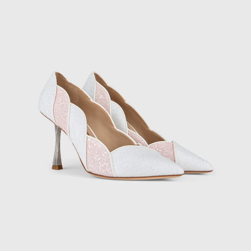 Kat Maconie Divina Pumps in Marshmallow – luxury women's crystal stiletto silhouette with 90mm heel