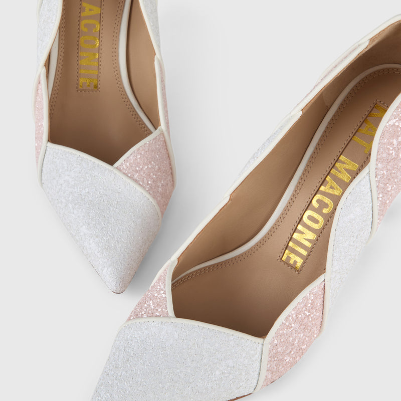 Kat Maconie Divina Pumps in Marshmallow – luxury women's crystal stiletto silhouette with 90mm heel