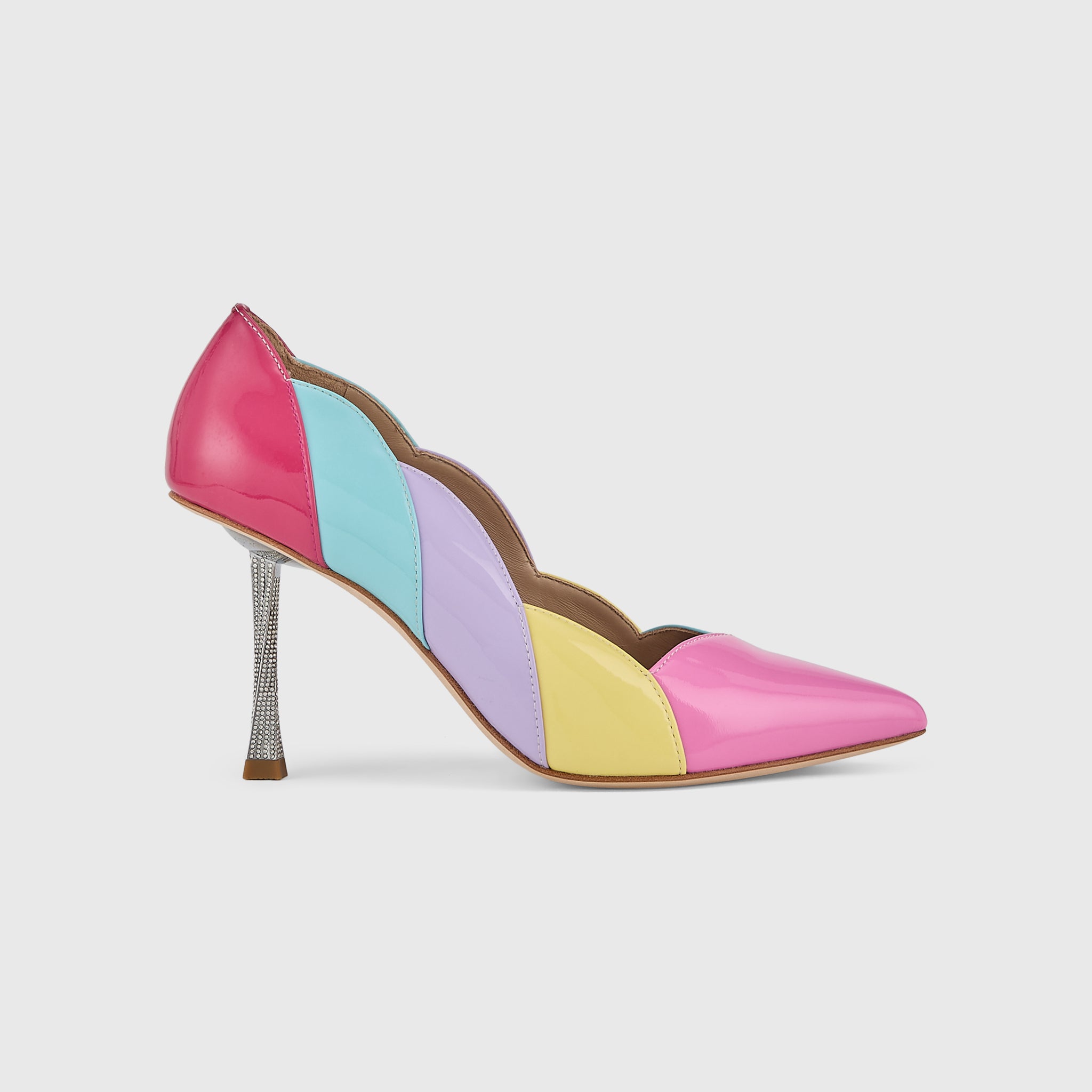 Kat Maconie Divina Pumps in Multi/Fuchsia – luxury women's crystal stiletto silhouette with 90mm heel