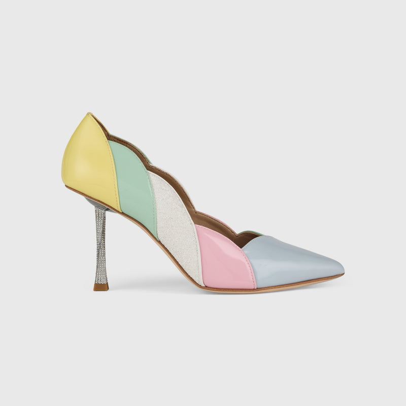 Kat Maconie Divina Pumps in Multi/Yellow – luxury women's crystal stiletto silhouette with 90mm heel