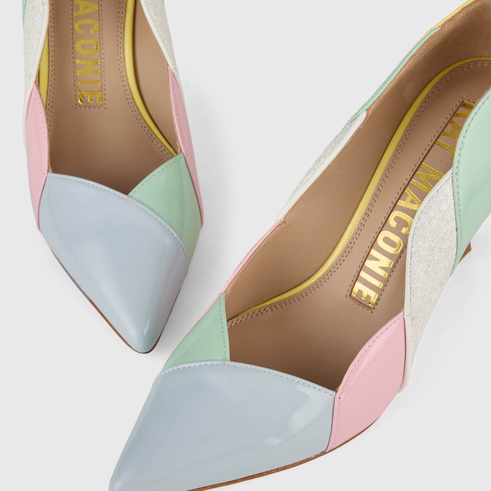 Kat Maconie Divina Pumps in Multi/Yellow – luxury women's crystal stiletto silhouette with 90mm heel