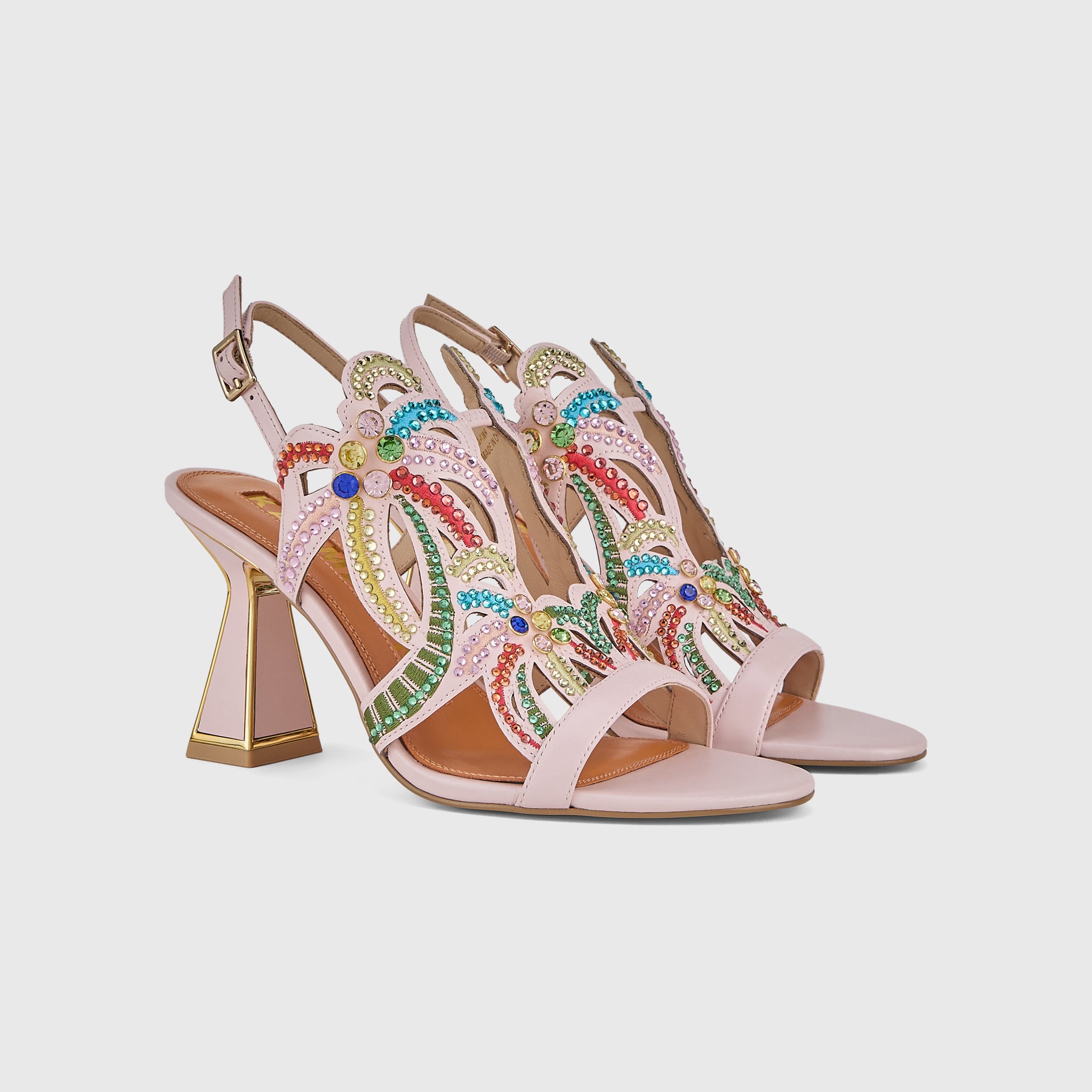 Kat Maconie Kiawa Sandals in Cheeky Pink – luxury women's hourglass frame sandal with 85mm heel