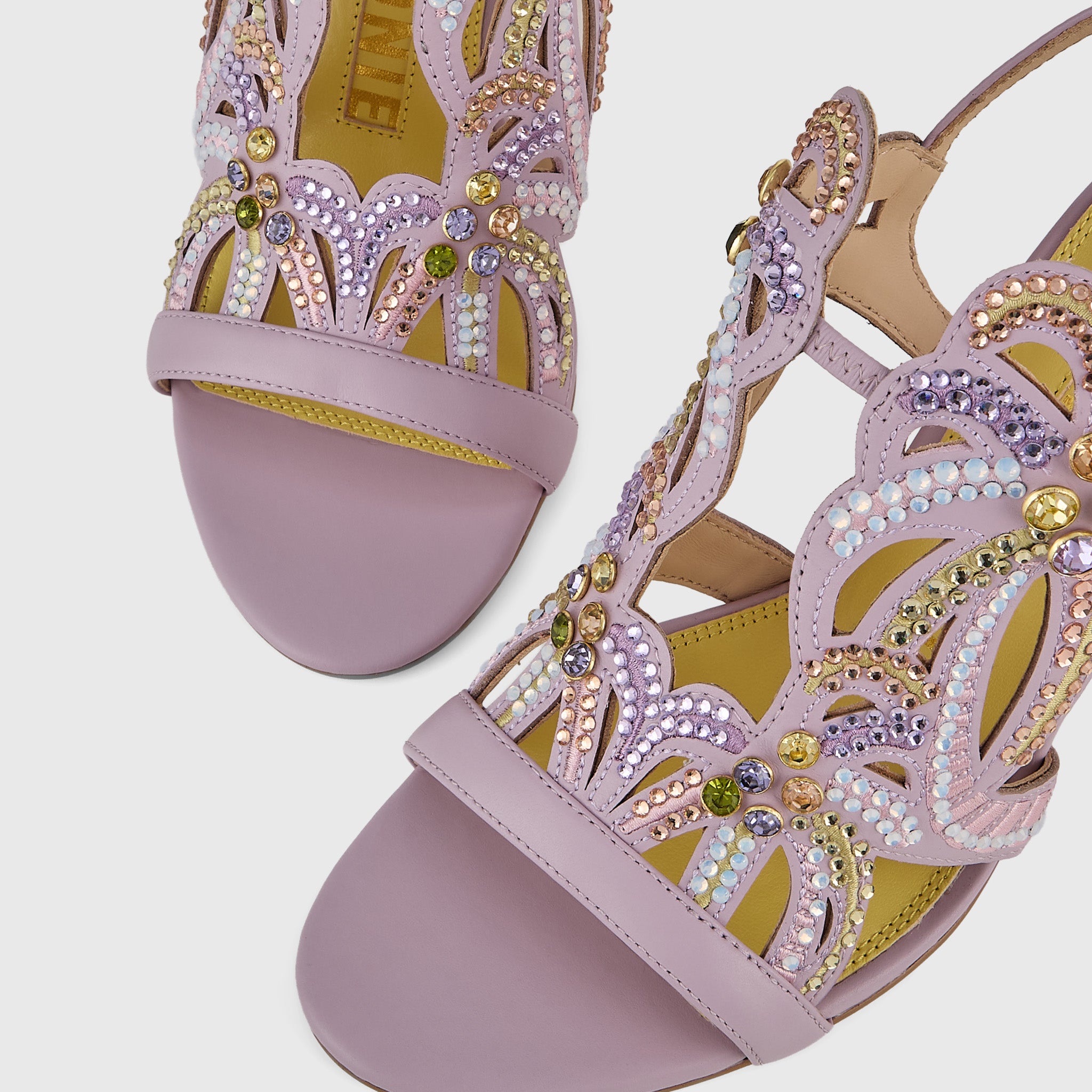 Kat Maconie Kiawa Sandals in Lavender Ice – luxury women's hourglass frame sandal with 85mm heel