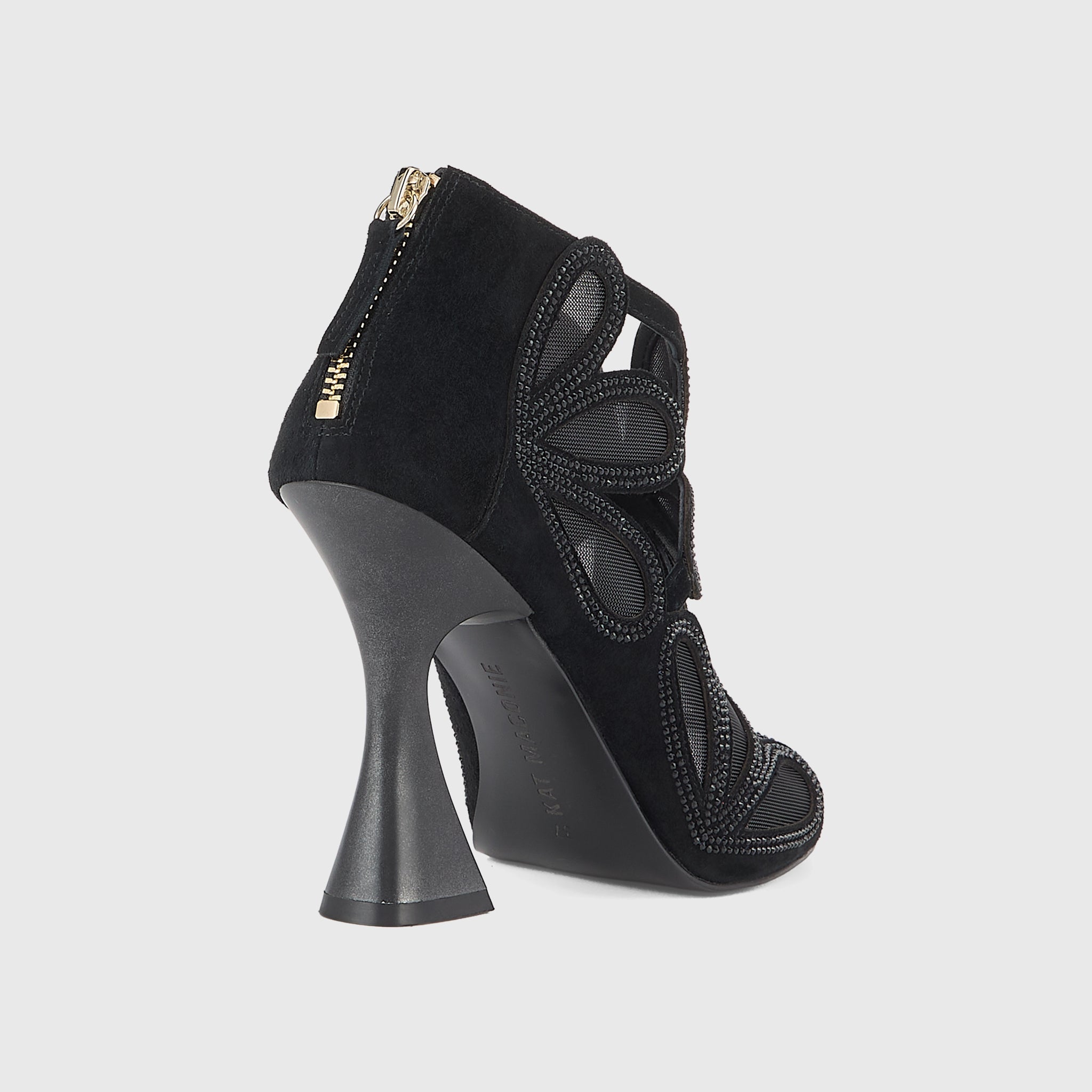 Kat Maconie Rosh Sandals in Black – luxury women's hourglass heel sandal with 105mm heel
