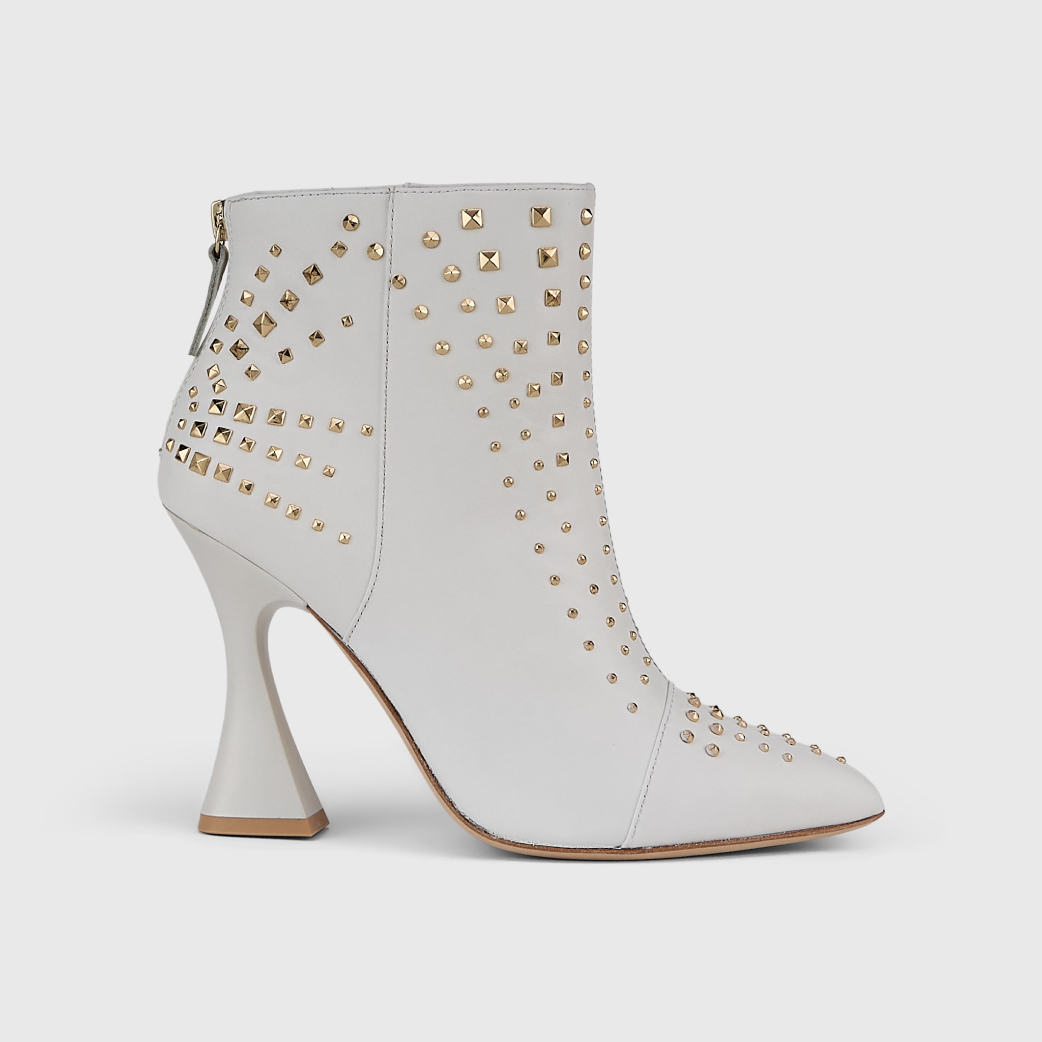 Kat Maconie Samara Ankle Boots in Pearl White – luxury women's hourglass heel ankle boot with 105mm heel
