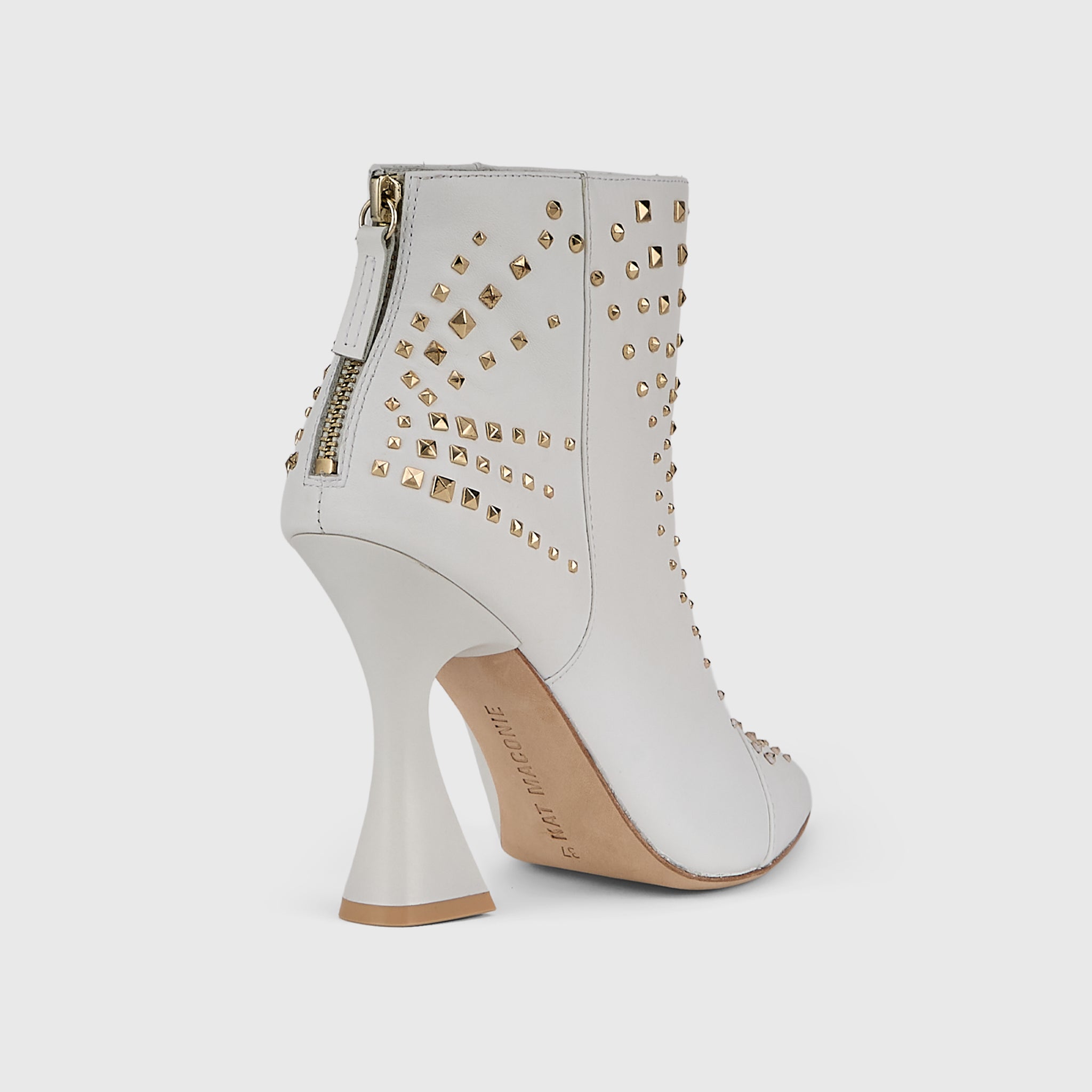 Kat Maconie Samara Ankle Boots in Pearl White – luxury women's hourglass heel ankle boot with 105mm heel