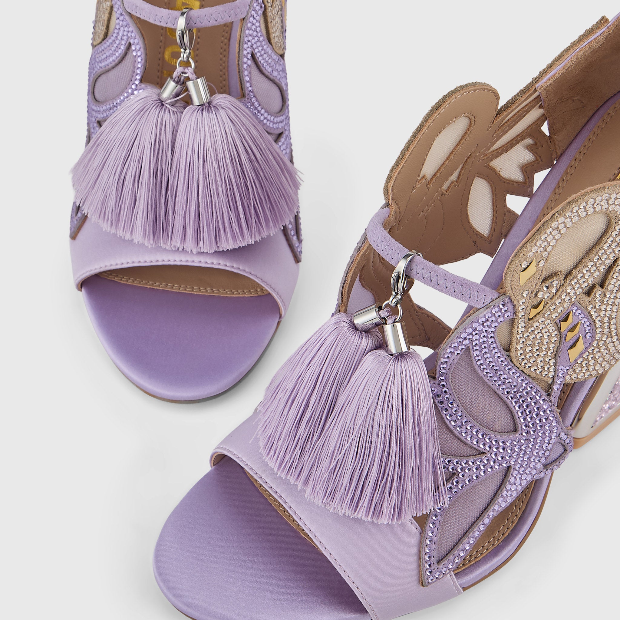 Kat Maconie Aya Anch Sandals in Lavender Ice – luxury women's block frame heel sandal with 105mm heel