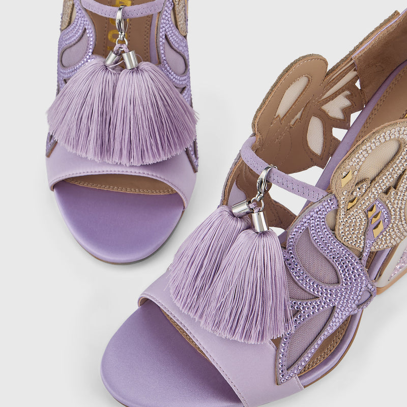 Kat Maconie Aya Anch Sandals in Lavender Ice – luxury women's block frame heel sandal with 105mm heel