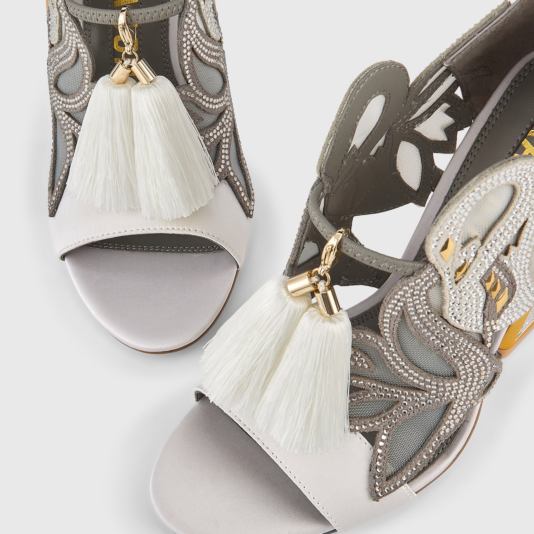 Kat Maconie Aya Anch Sandals in Moonstone – luxury women's block frame heel sandal with 105mm heel