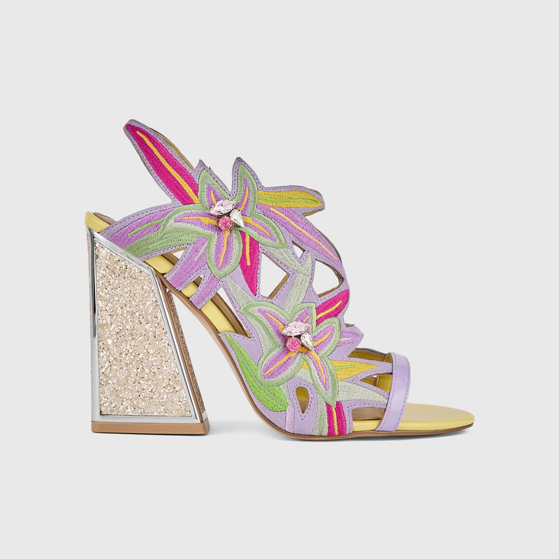 Kat Maconie Diva Dee Sandals in Cheeky Pink – luxury women's block frame heel sandal in kid suede with 105mm heel