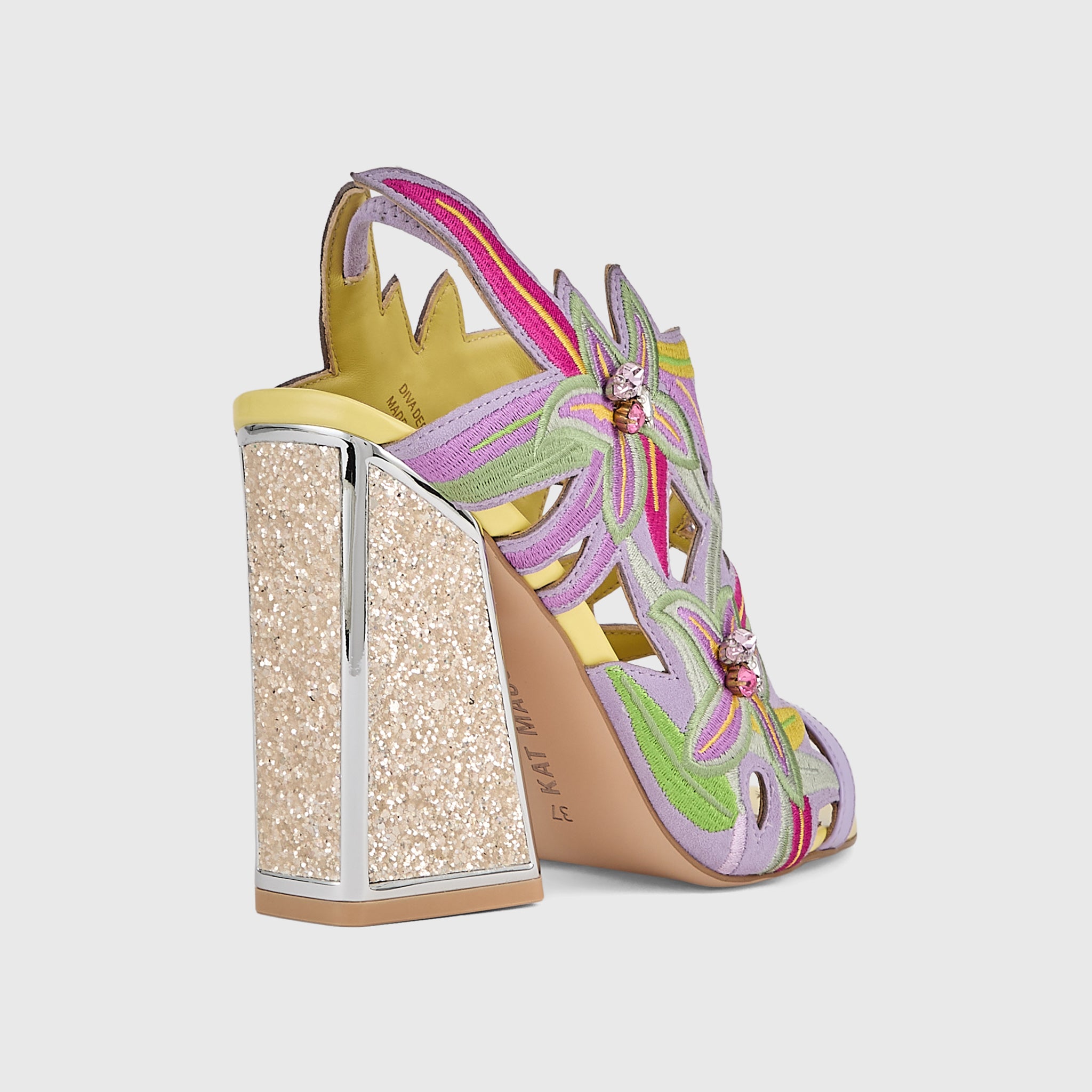 Kat Maconie Diva Dee Sandals in Cheeky Pink – luxury women's block frame heel sandal in kid suede with 105mm heel