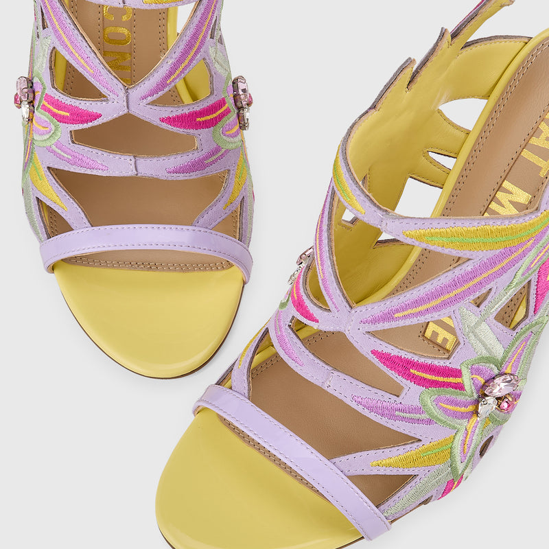 Kat Maconie Diva Dee Sandals in Cheeky Pink – luxury women's block frame heel sandal in kid suede with 105mm heel