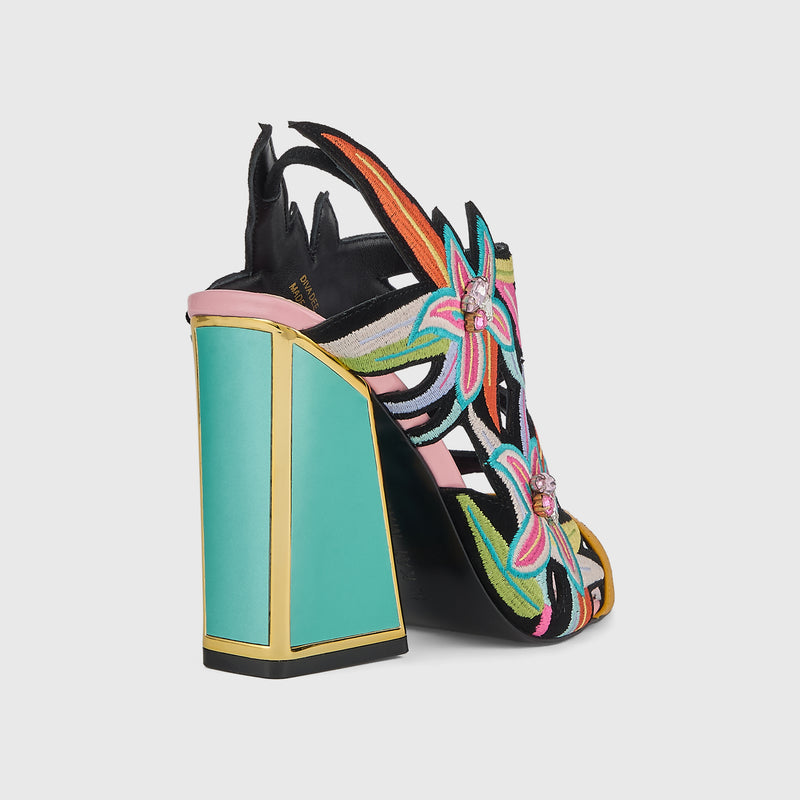 Kat Maconie Diva Dee Sandals in Mermaid Green – luxury women's block frame heel sandal in kid suede with 105mm heel