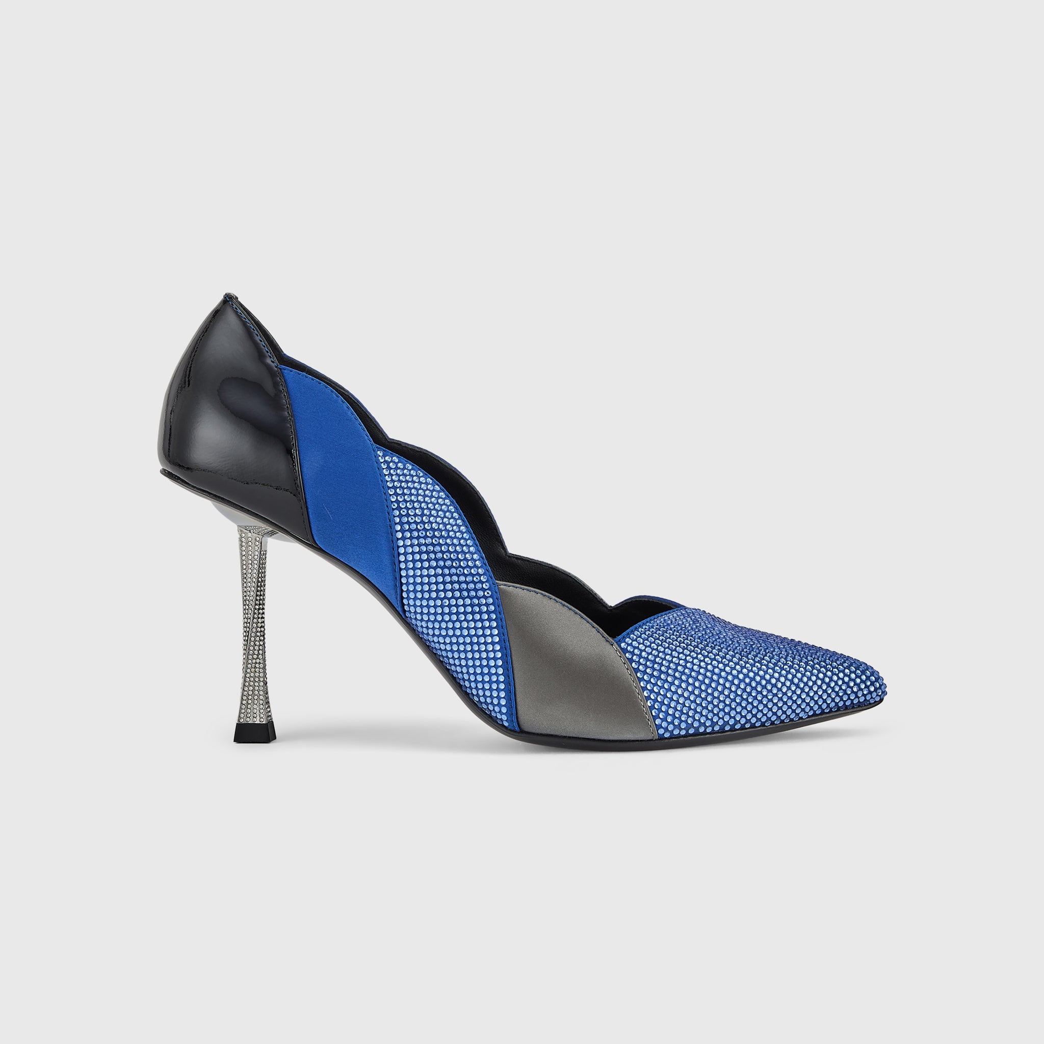 Kat Maconie Divina Pumps in Blue/Moonstone – luxury women's crystal stiletto silhouette with 90mm heel