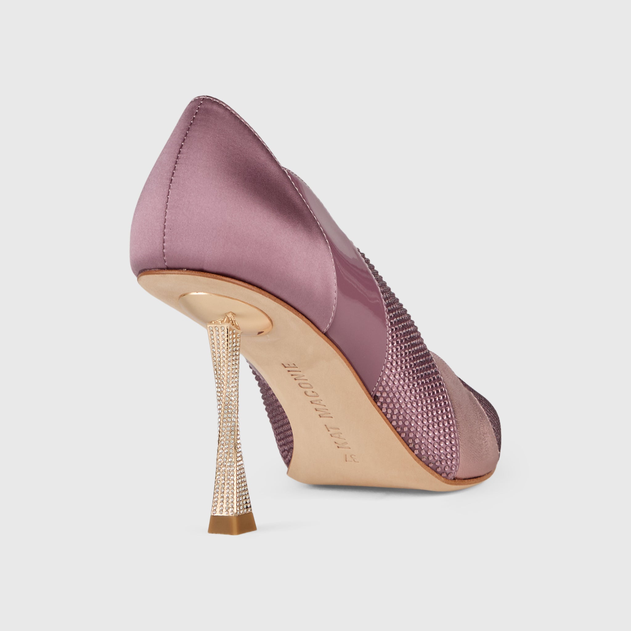 Kat Maconie Divina Pumps in Blush Pink – luxury women's crystal stiletto silhouette with 90mm heel