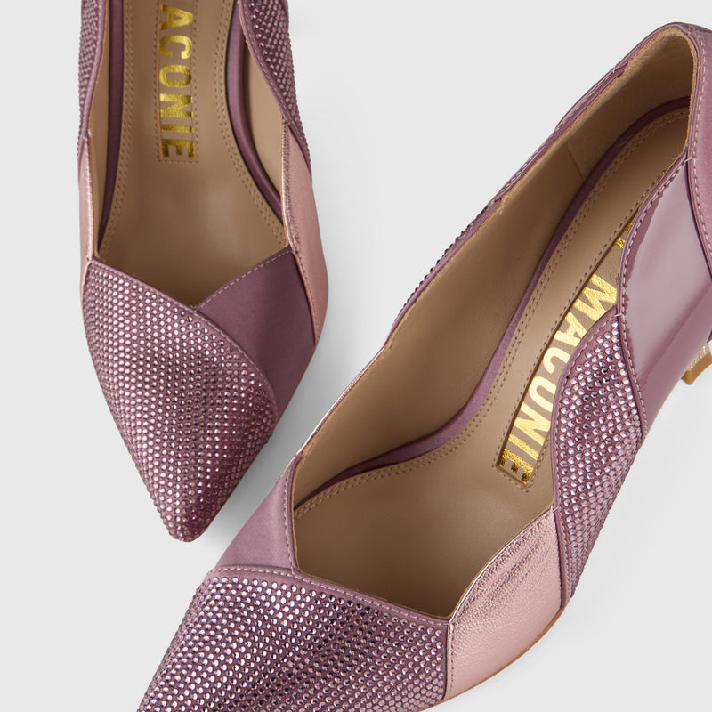 Kat Maconie Divina Pumps in Blush Pink – luxury women's crystal stiletto silhouette with 90mm heel