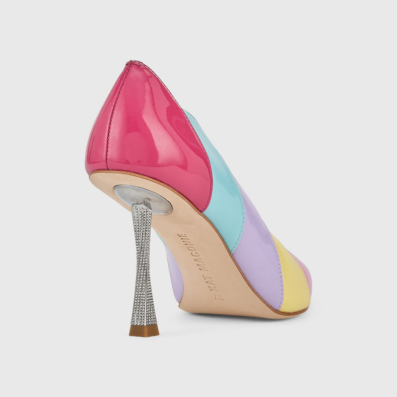 Kat Maconie Divina Pumps in Multi/Fuchsia – luxury women's crystal stiletto silhouette with 90mm heel
