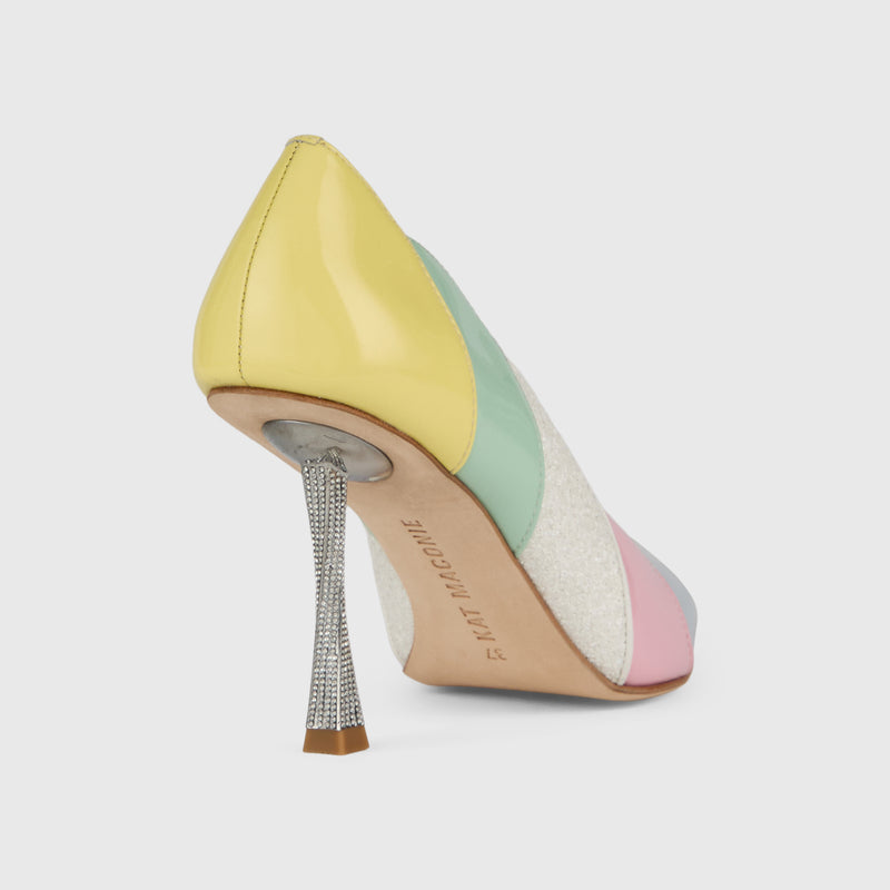Kat Maconie Divina Pumps in Multi/Yellow – luxury women's crystal stiletto silhouette with 90mm heel