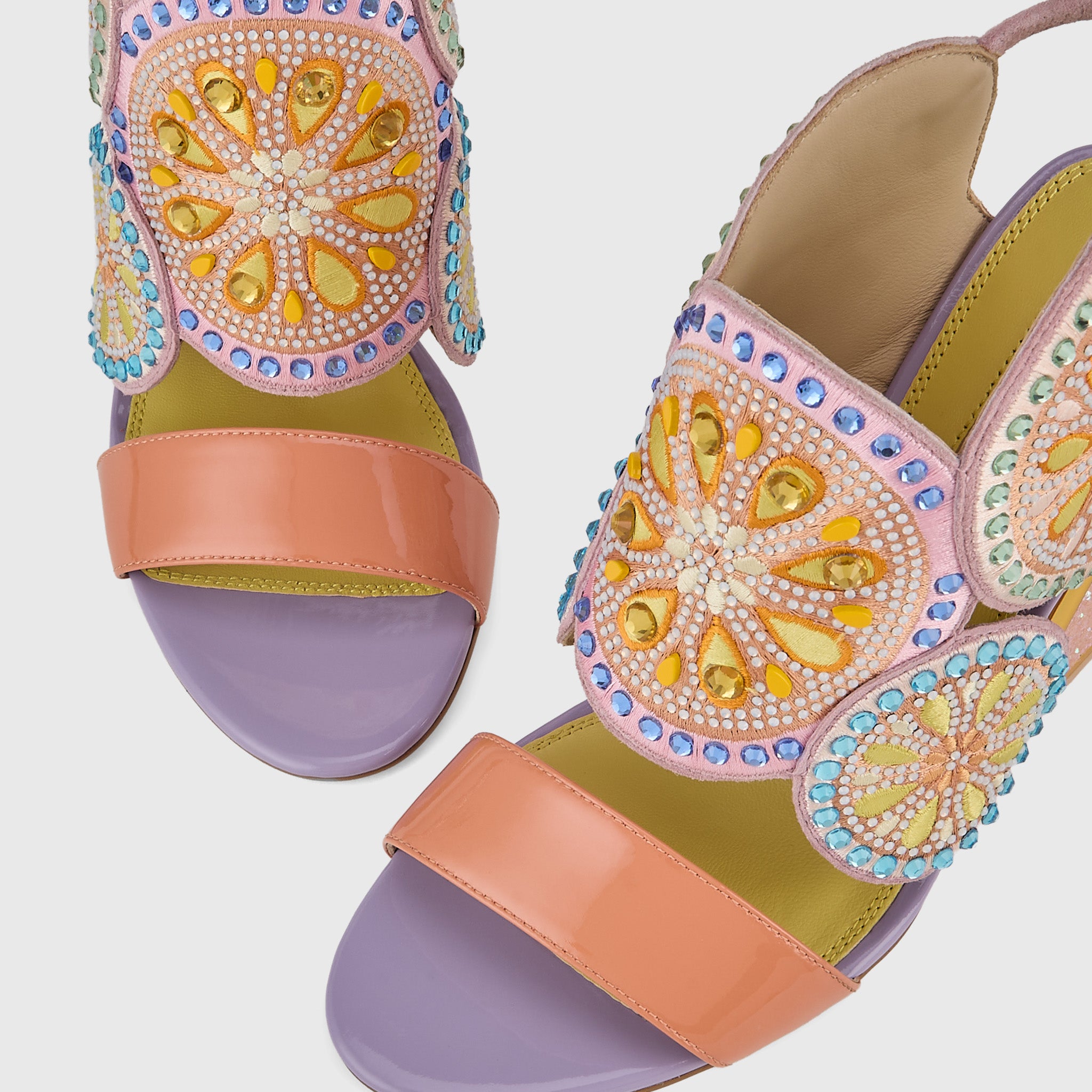 Kat Maconie Frida Sandals in Tangerine – luxury women's block frame sandal with 105mm heel