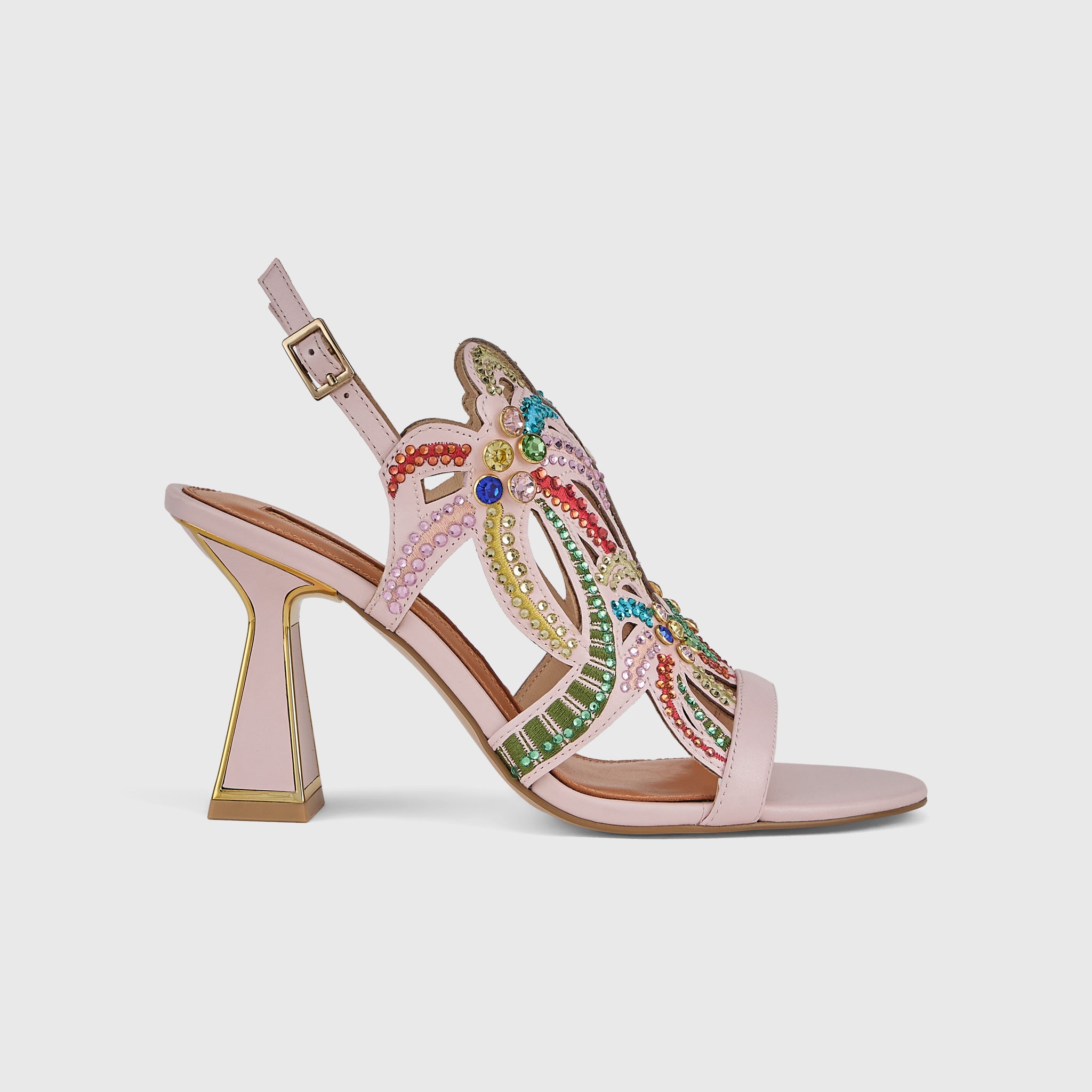 Kat Maconie Kiawa Sandals in Cheeky Pink – luxury women's hourglass frame sandal with 85mm heel