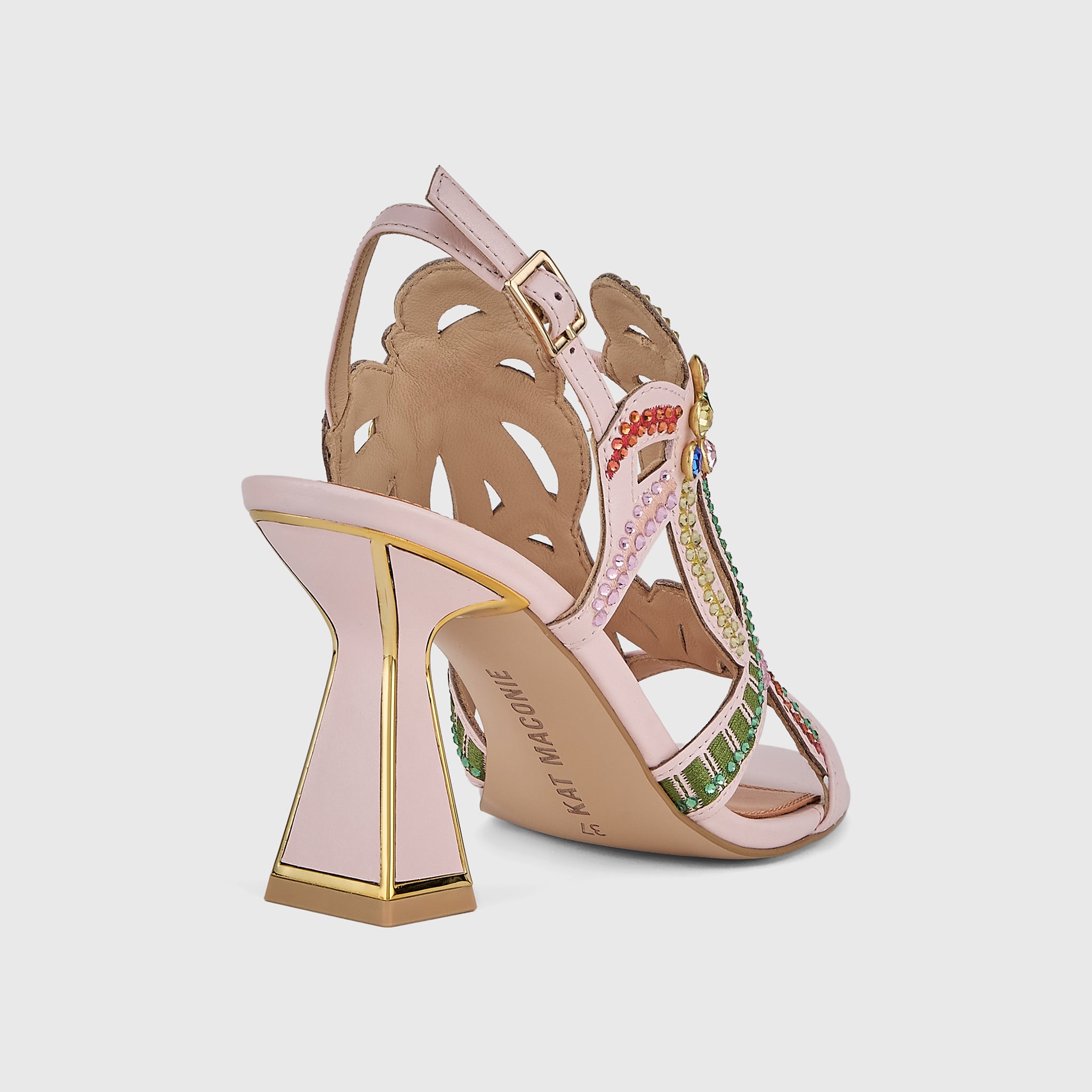 Kat Maconie Kiawa Sandals in Cheeky Pink – luxury women's hourglass frame sandal with 85mm heel