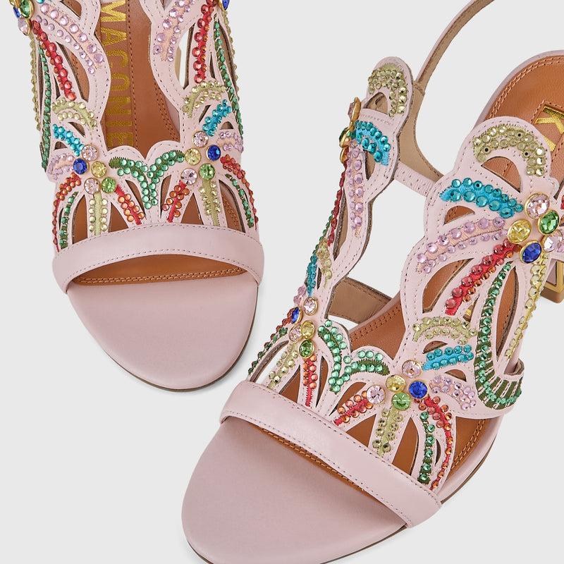Kat Maconie Kiawa Sandals in Cheeky Pink – luxury women's hourglass frame sandal with 85mm heel