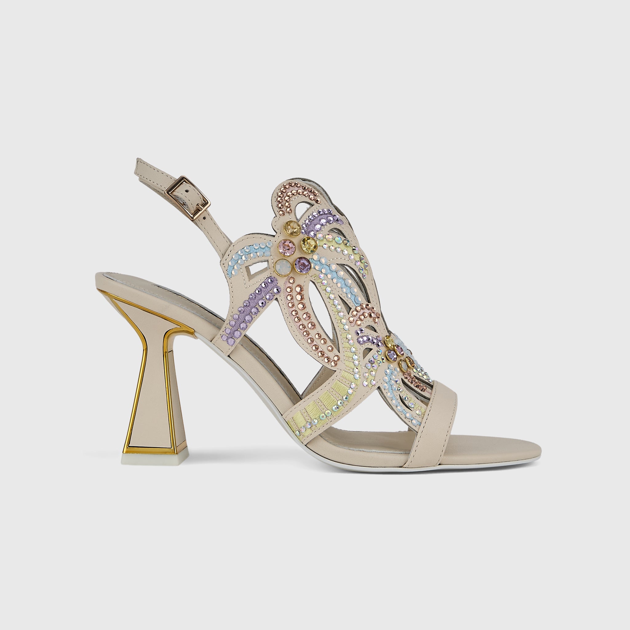 Kat Maconie Kiawa Sandals in Ivory – luxury women's hourglass frame sandal with 85mm heel