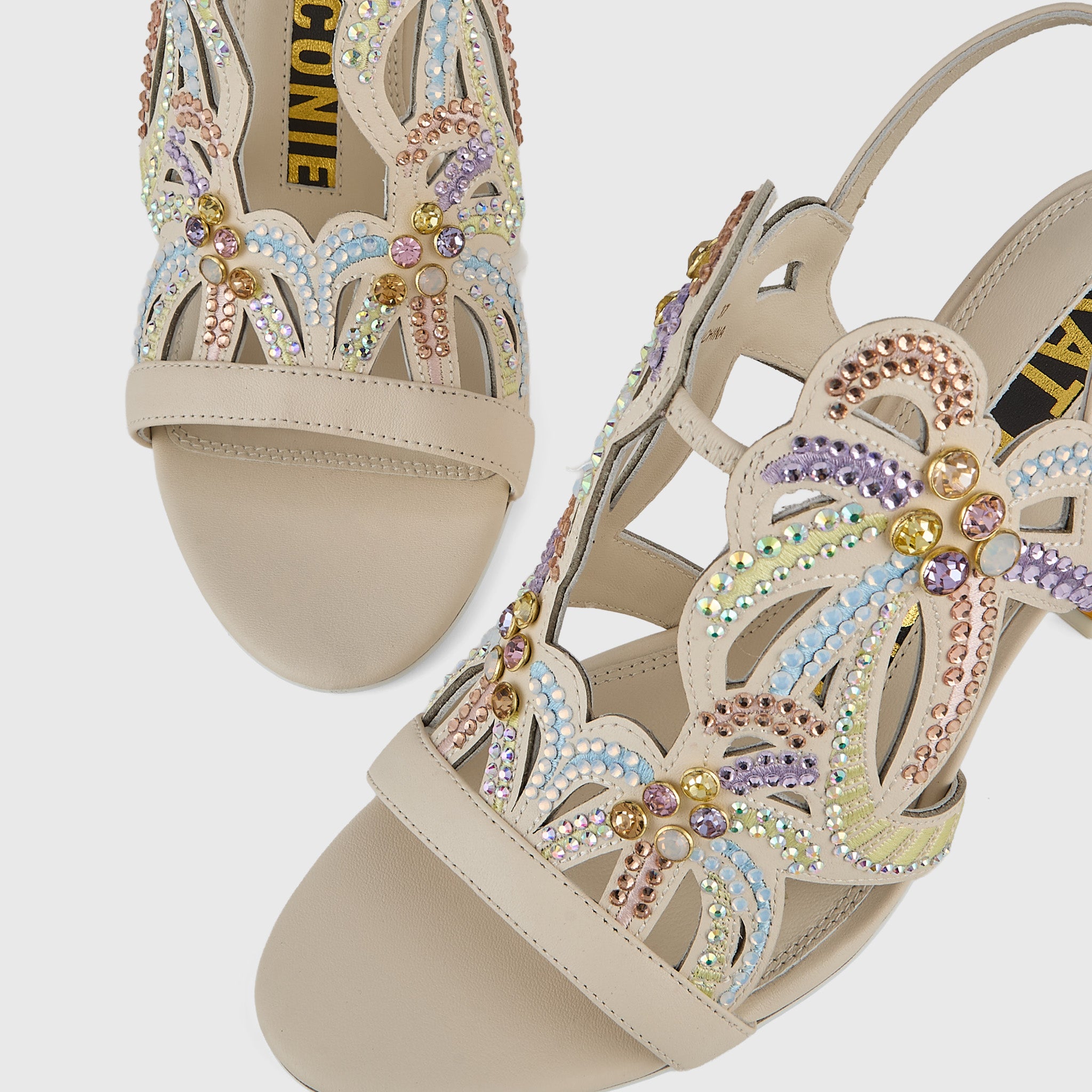 Kat Maconie Kiawa Sandals in Ivory – luxury women's hourglass frame sandal with 85mm heel