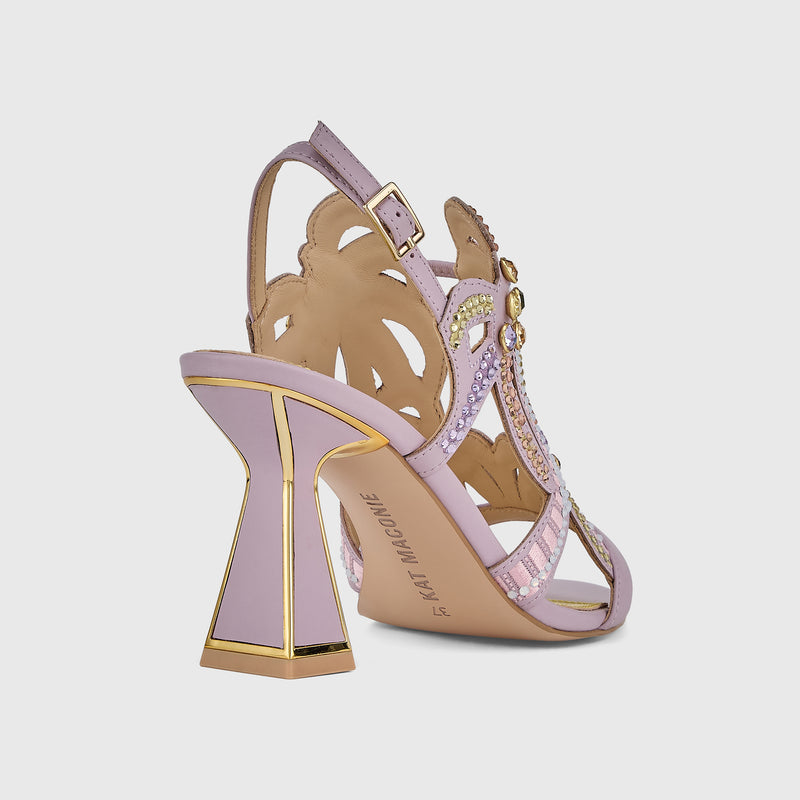 Kat Maconie Kiawa Sandals in Lavender Ice – luxury women's hourglass frame sandal with 85mm heel