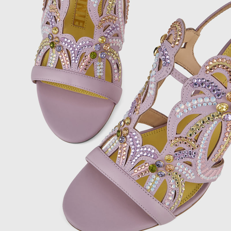 Kat Maconie Kiawa Sandals in Lavender Ice – luxury women's hourglass frame sandal with 85mm heel