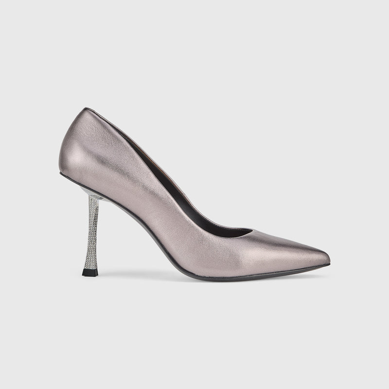 Kat Maconie Masoom Pumps in Bronze/Metallic – luxury women's crystal stiletto pump with 90mm heel