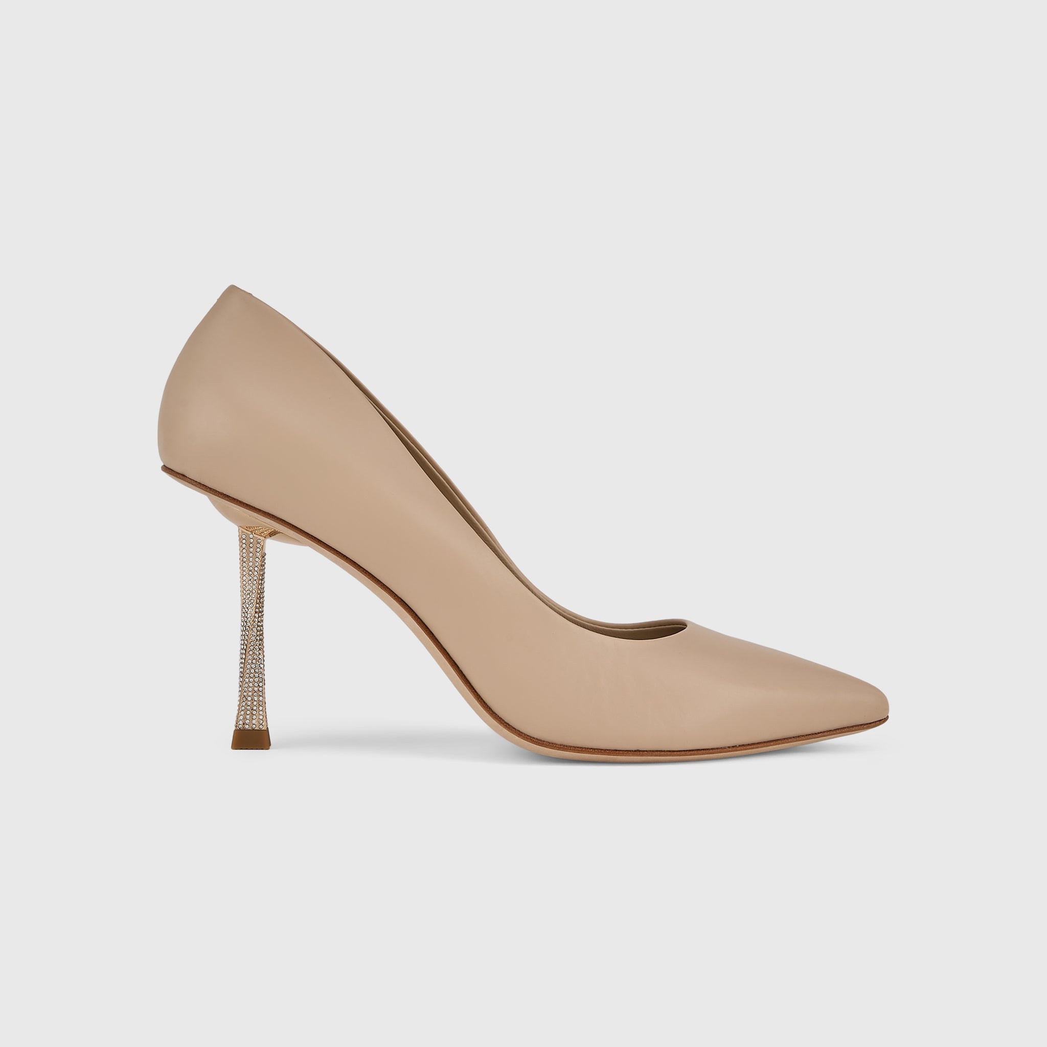 Kat Maconie Masoom Pumps in Mocha – luxury women's crystal stiletto pump with 90mm heel