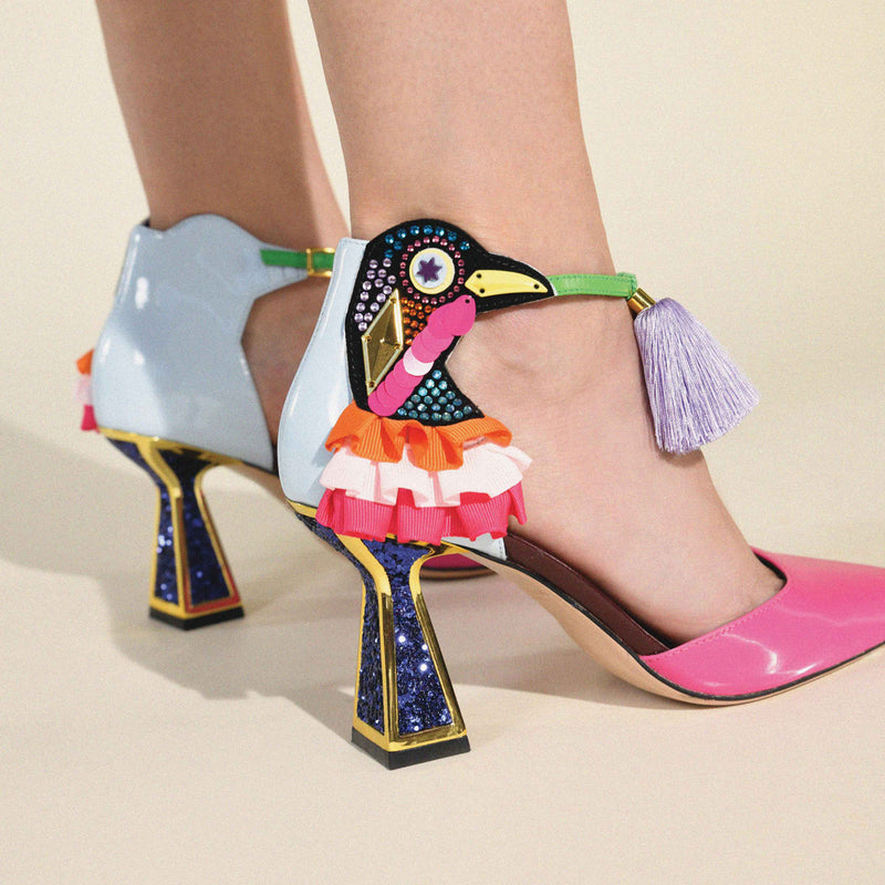 Women's Soldi Color Low Heels, Fashion Letter Decor Pointed Toe Slingback  Sandals, Slip On Flare Heels - Temu Switzerland