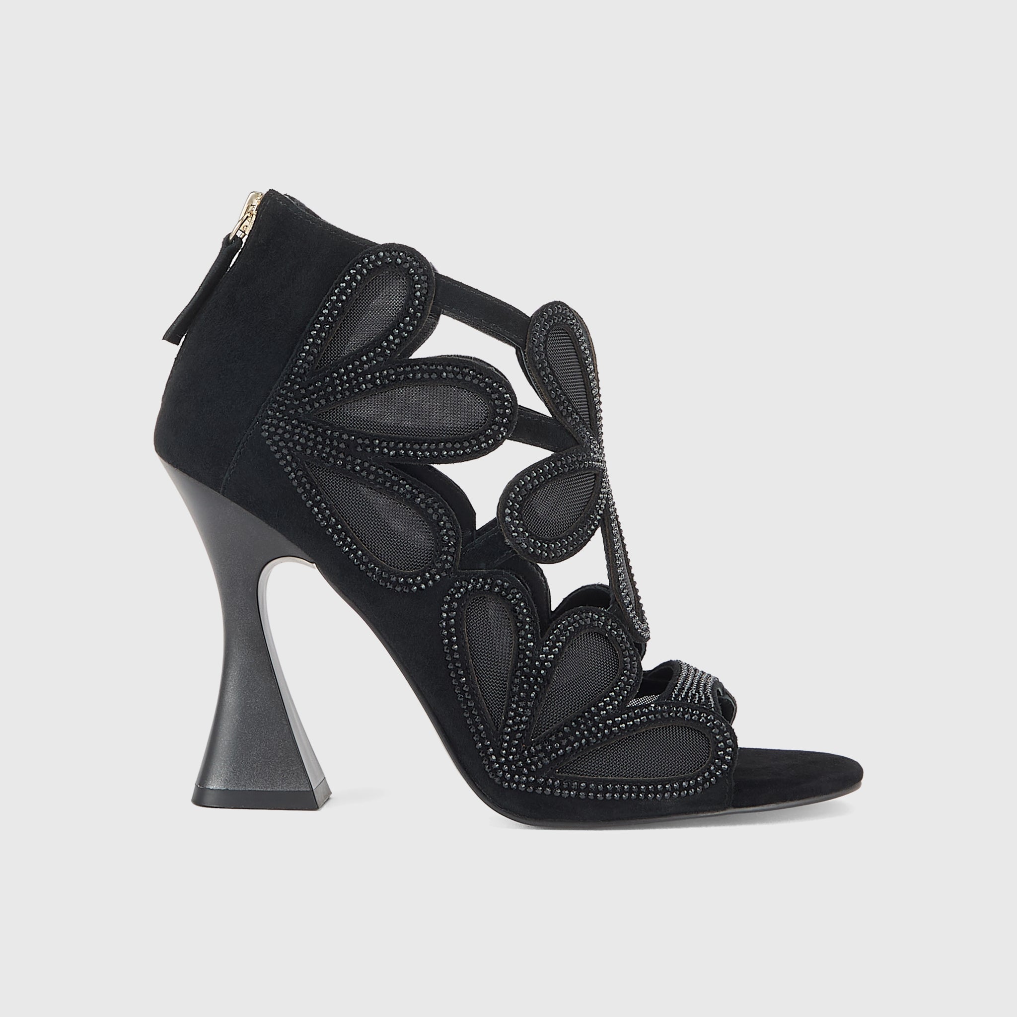 Kat Maconie Rosh Sandals in Black – luxury women's hourglass heel sandal with 105mm heel