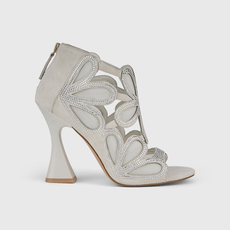 Kat Maconie Rosh Sandals in White – luxury women's hourglass heel sandal with 105mm heel