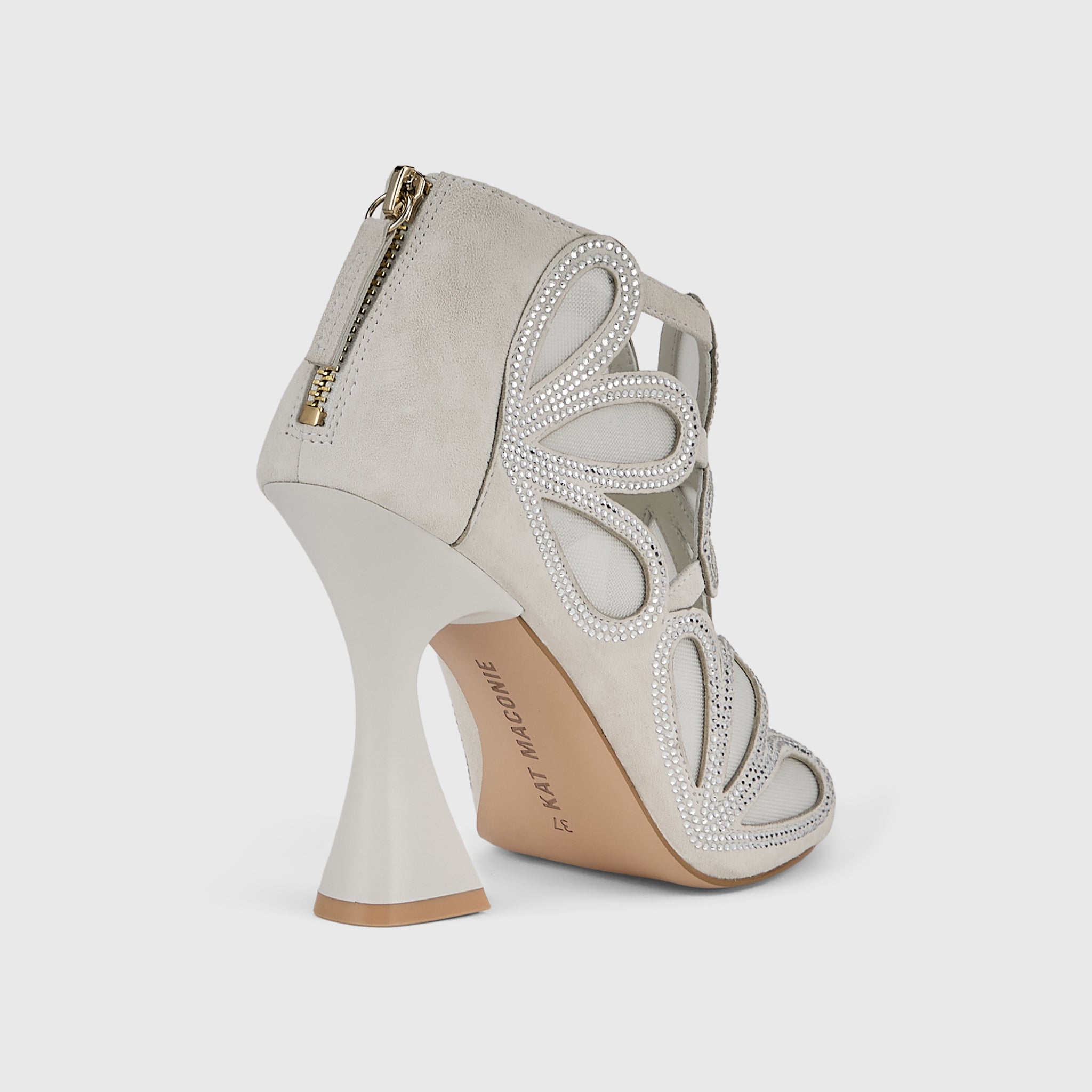 Kat Maconie Rosh Sandals in White – luxury women's hourglass heel sandal with 105mm heel