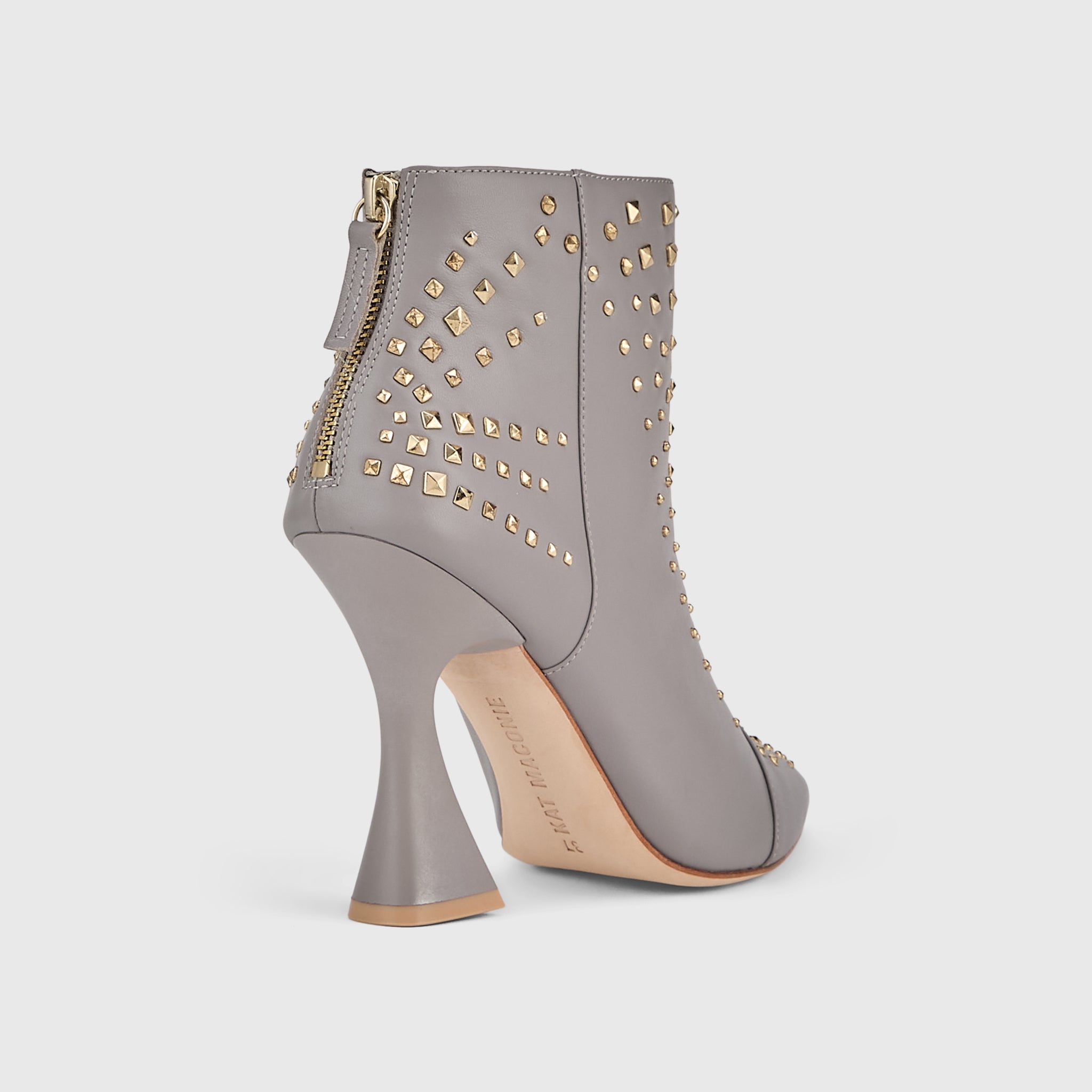 Kat Maconie Samara Ankle Boots in Moonstone – luxury women's hourglass heel ankle boot with 105mm heel