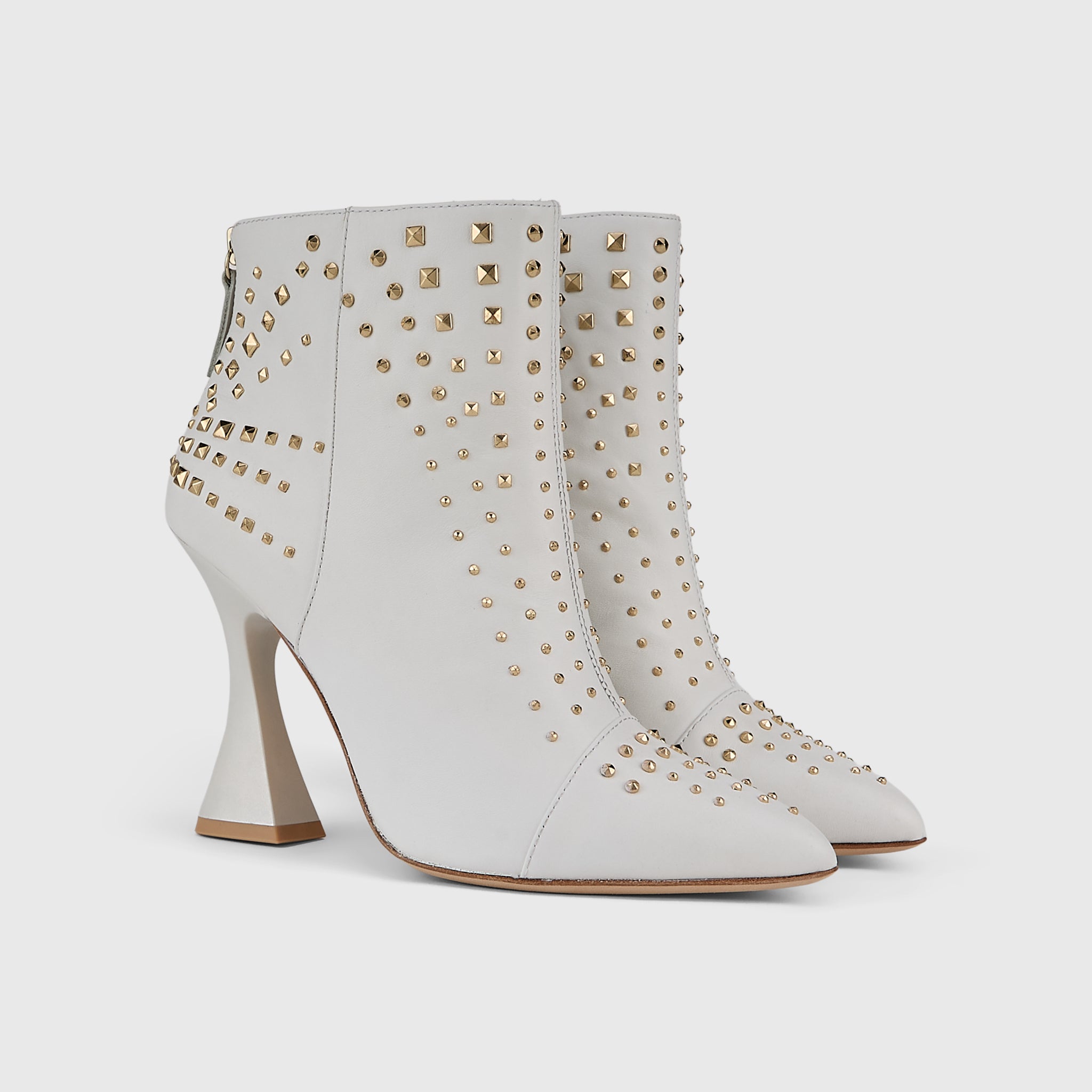 Kat Maconie Samara Ankle Boots in Pearl White – luxury women's hourglass heel ankle boot with 105mm heel