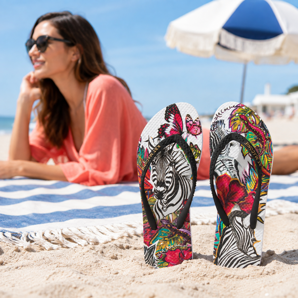 SOLA Flip-Flops Zebra Bloom White by Kat Maconie - product detail