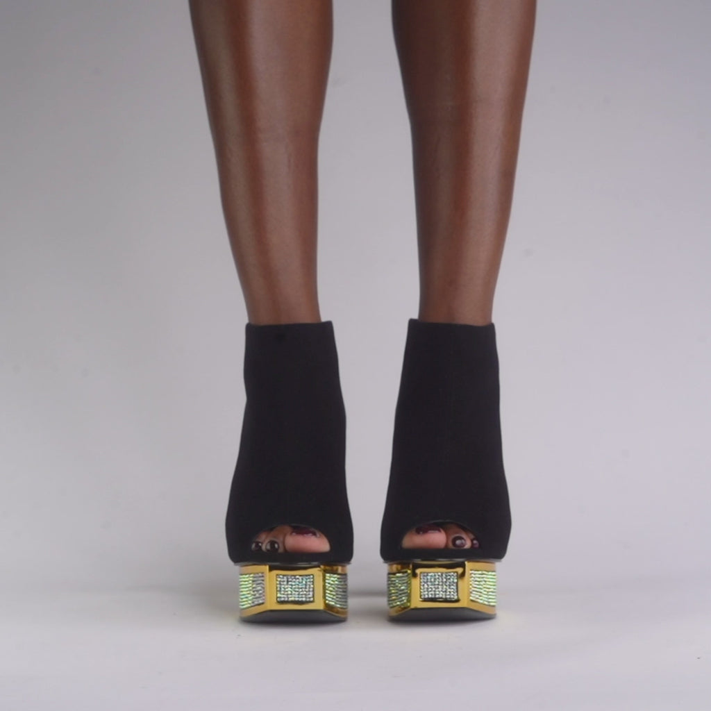Women Sock Boots Designer Silhouette Ankle Boot Black Martin