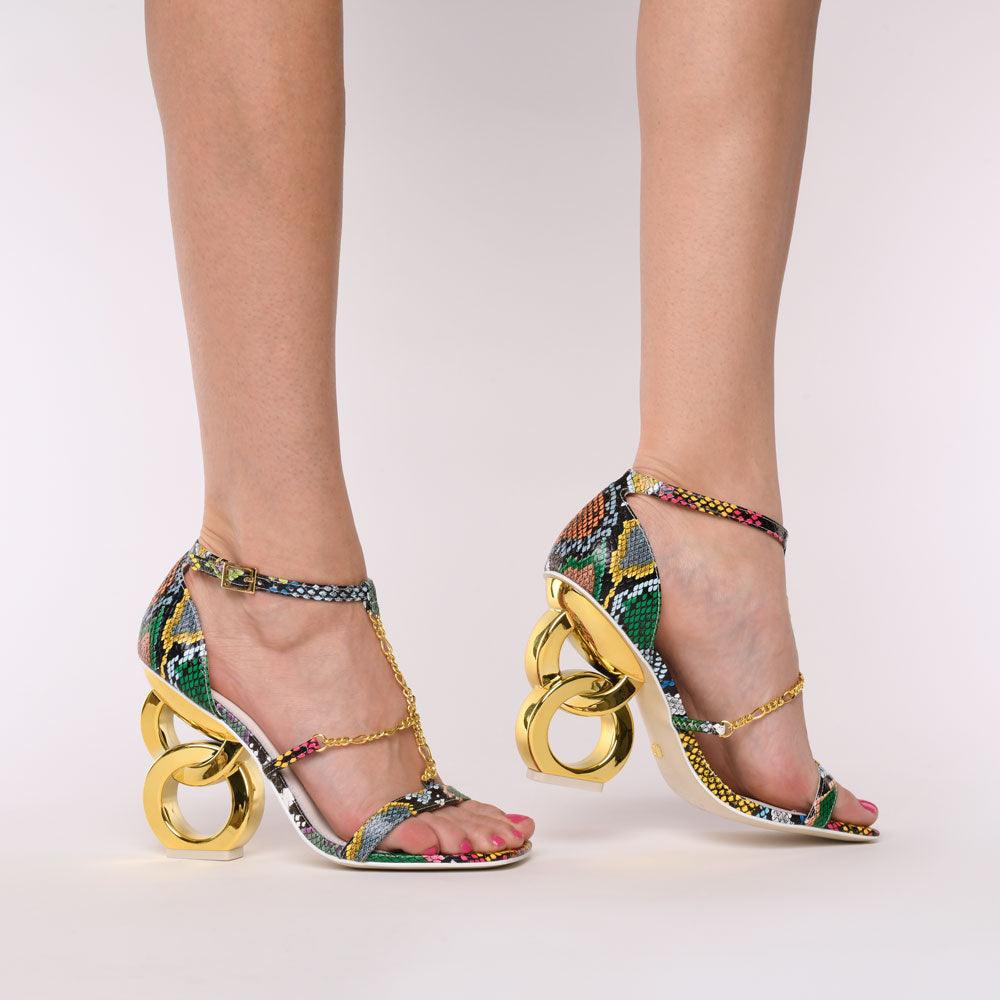 Sadia Chain Heel Sandals - Kat Maconie