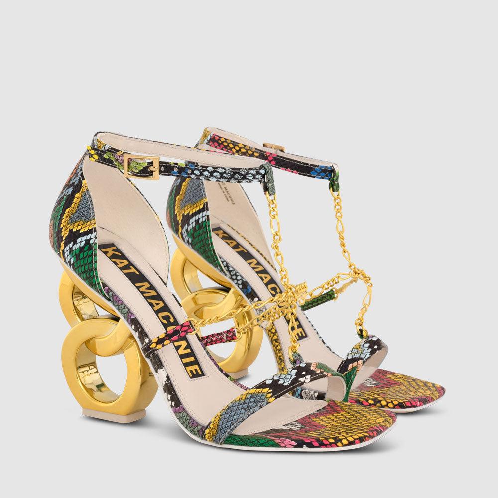 Sadia Chain Heel Sandals - Kat Maconie